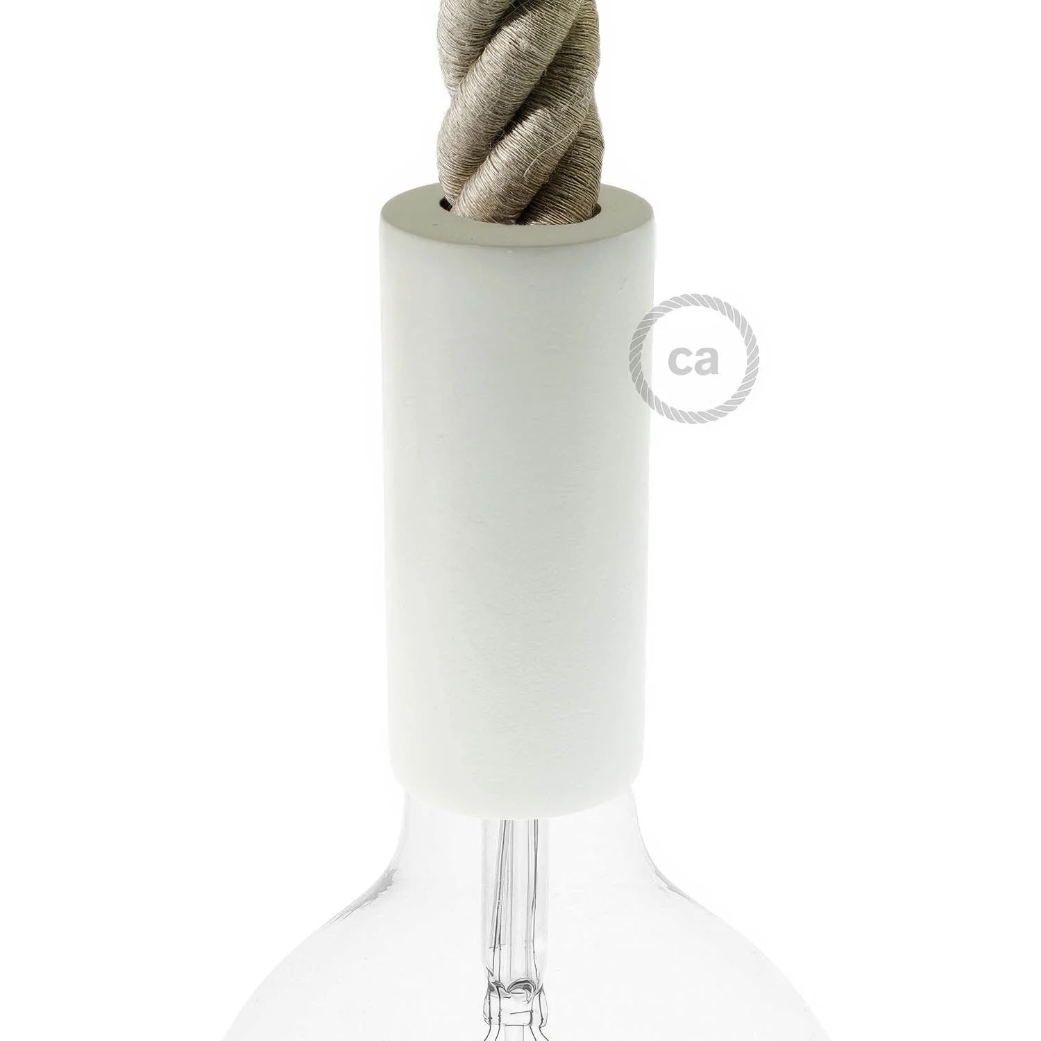 Kit douille bois 3XL E26 pour câbles corde - Blanc