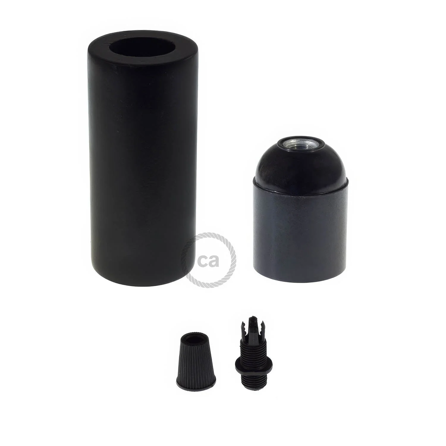 Kit douille E26 en bois 3XL pour câbles corde - Noir - Image 2