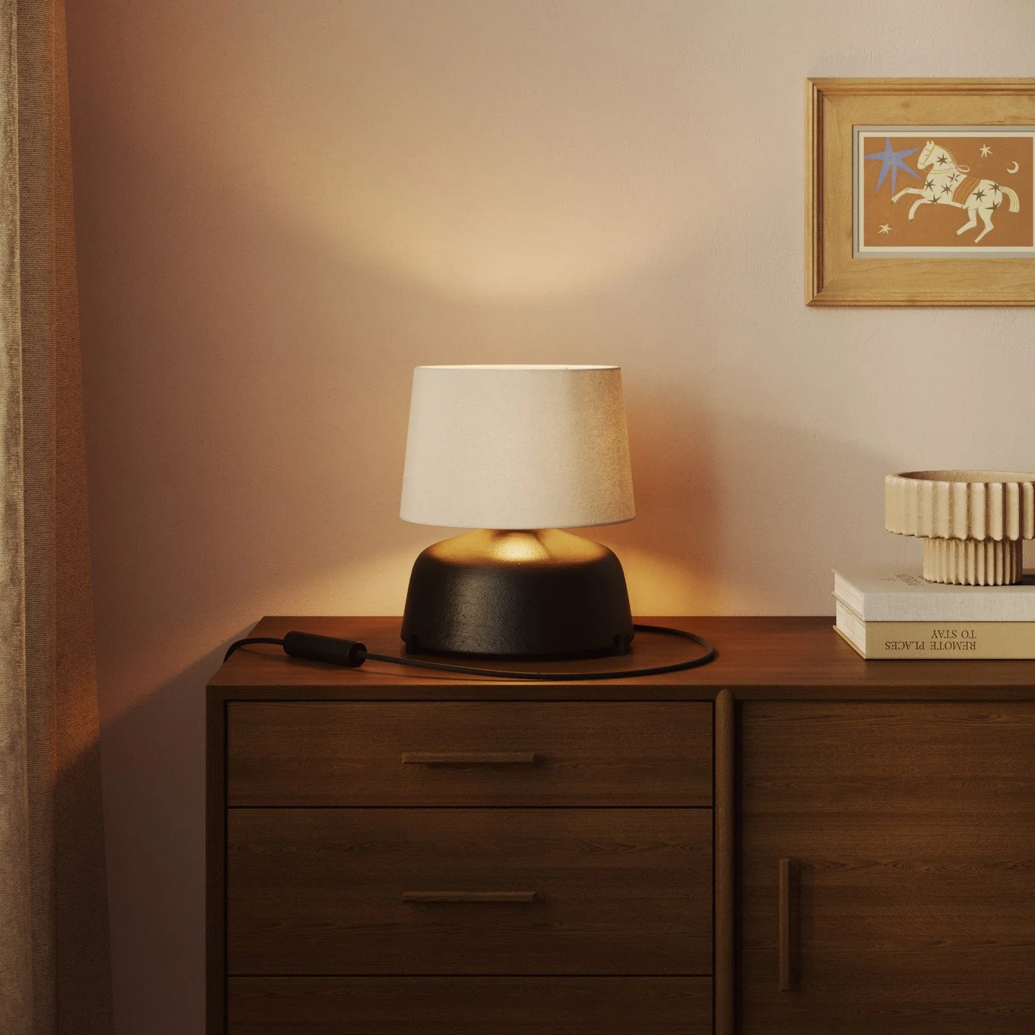 Abat-jour Athena avec douille E27 pour lampe de table ou lampadaire - Made in Italy - Laine Sable - Image 2