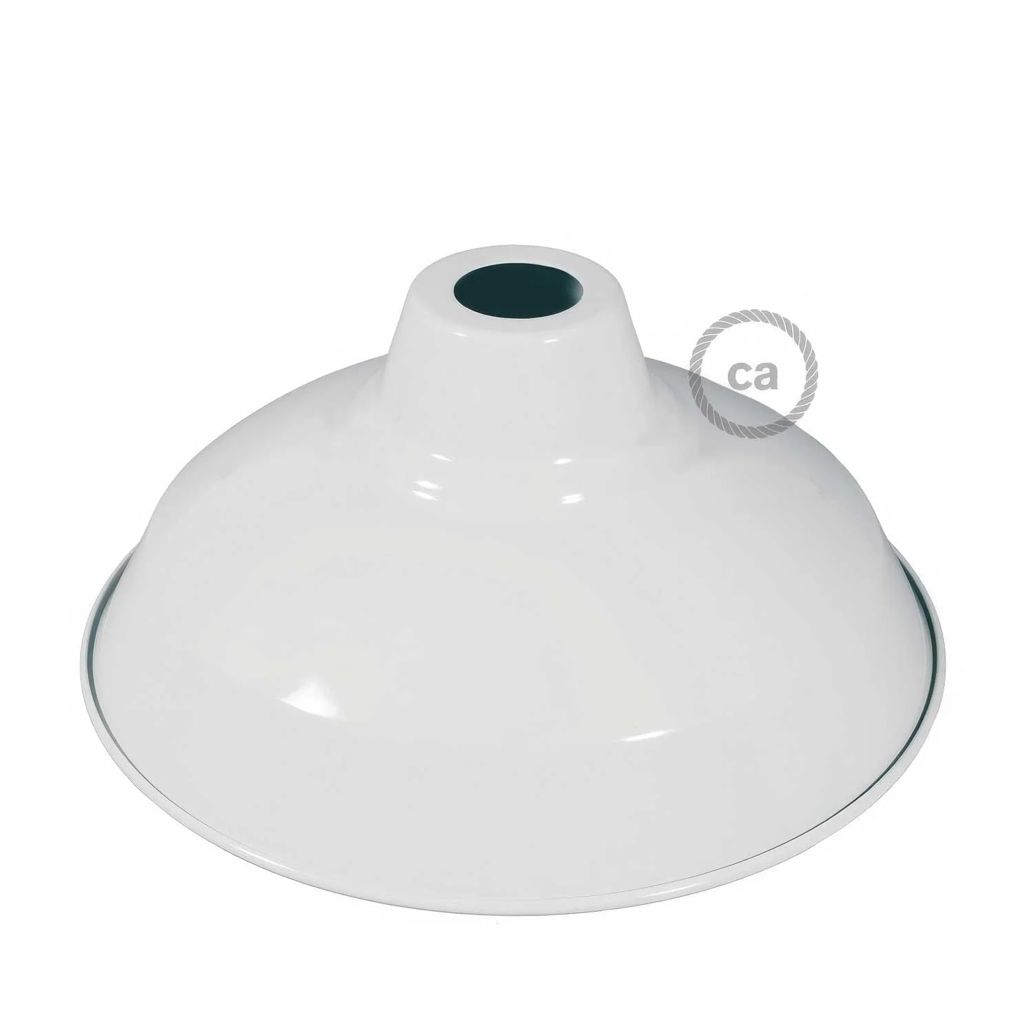 Abat-jour Bistrot en métal émaillé avec douille E27, diamètre 30 cm - Blanc - Image 3