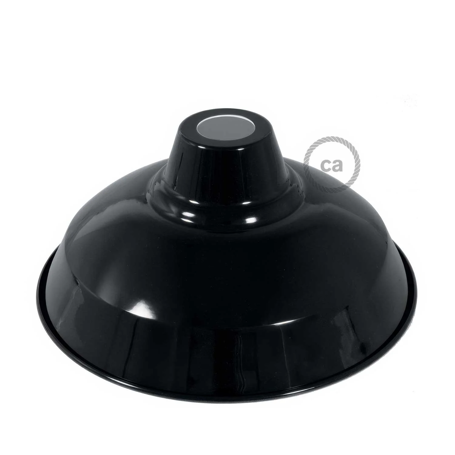 Abat-jour Bistrot en métal émaillé avec douille E27, diamètre 30 cm - Noir - Image 3