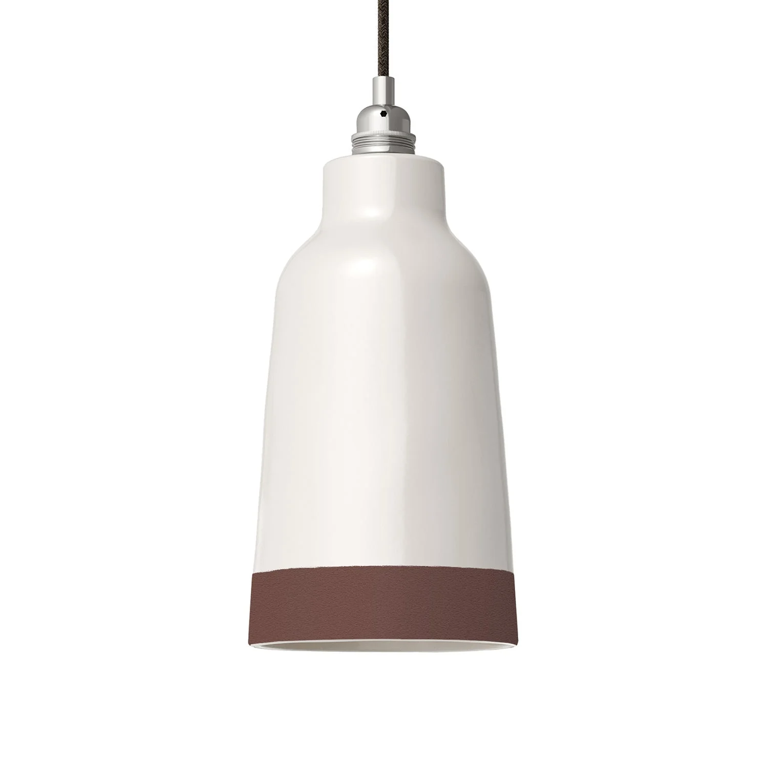 Abat-jour Bouteille bicolore en céramique blanc et marron, collection Materia - Fabriqué en Italie