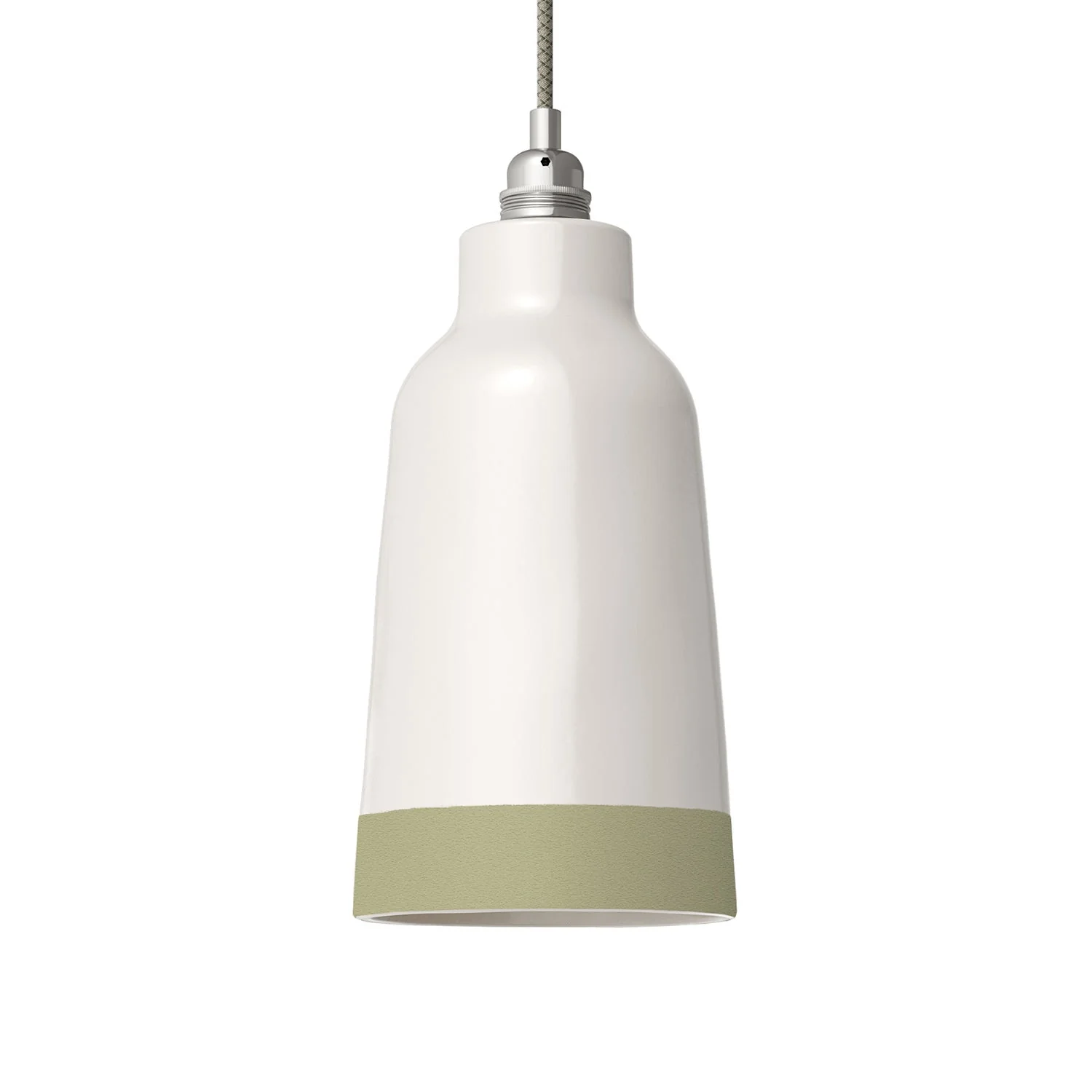 Abat-jour Bouteille bicolore en céramique Blanc et Vert sauge, collection Materia - Fabriqué en Italie