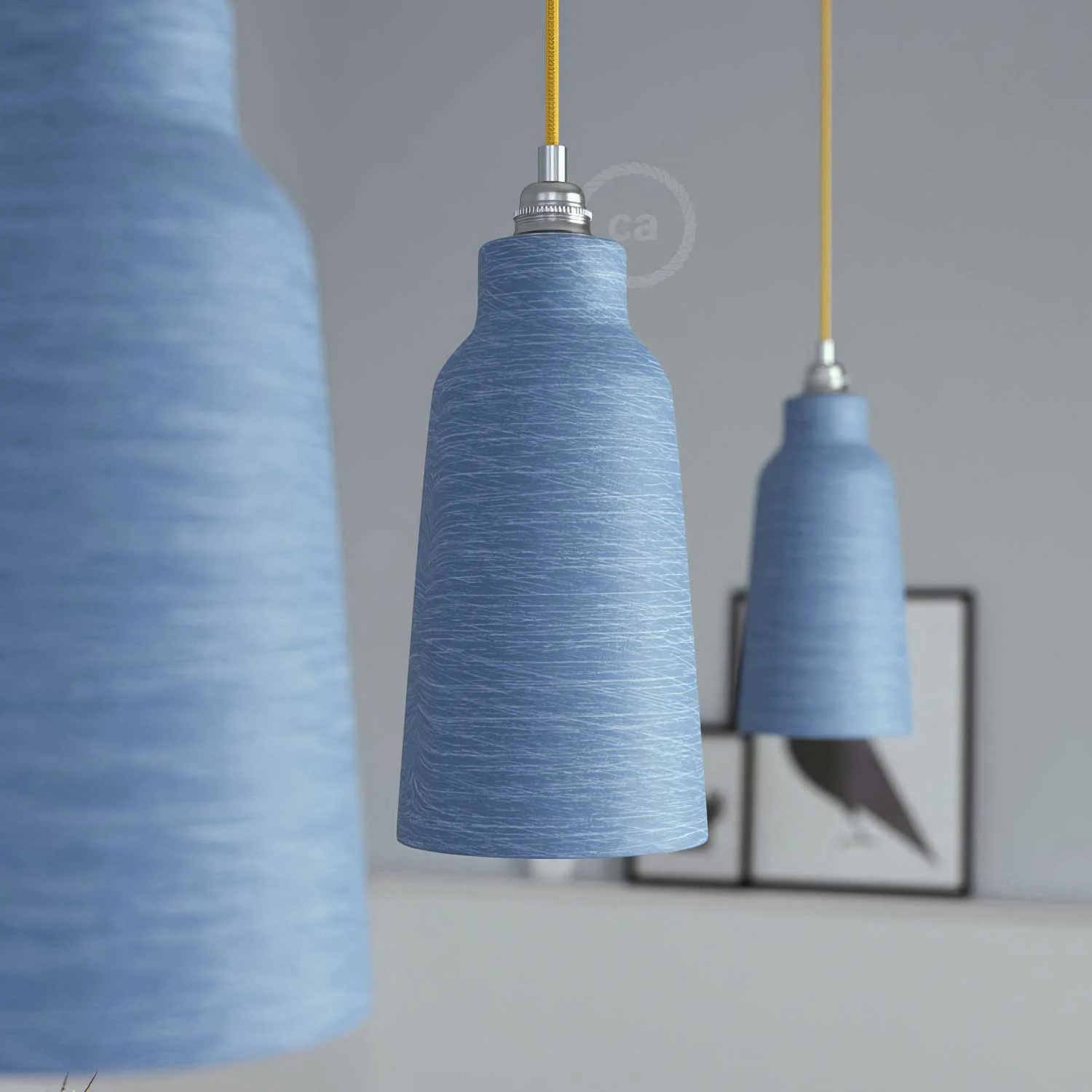 Abat-jour Bouteille en céramique, collection Materia - Made in Italy - Avion strié - Image 3
