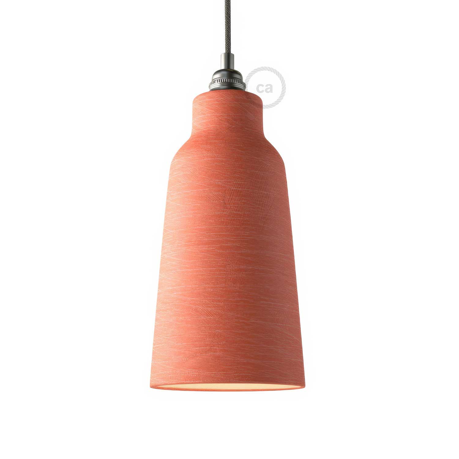 Abat-jour Bouteille en céramique, collection Materia - Made in Italy - Corail strié