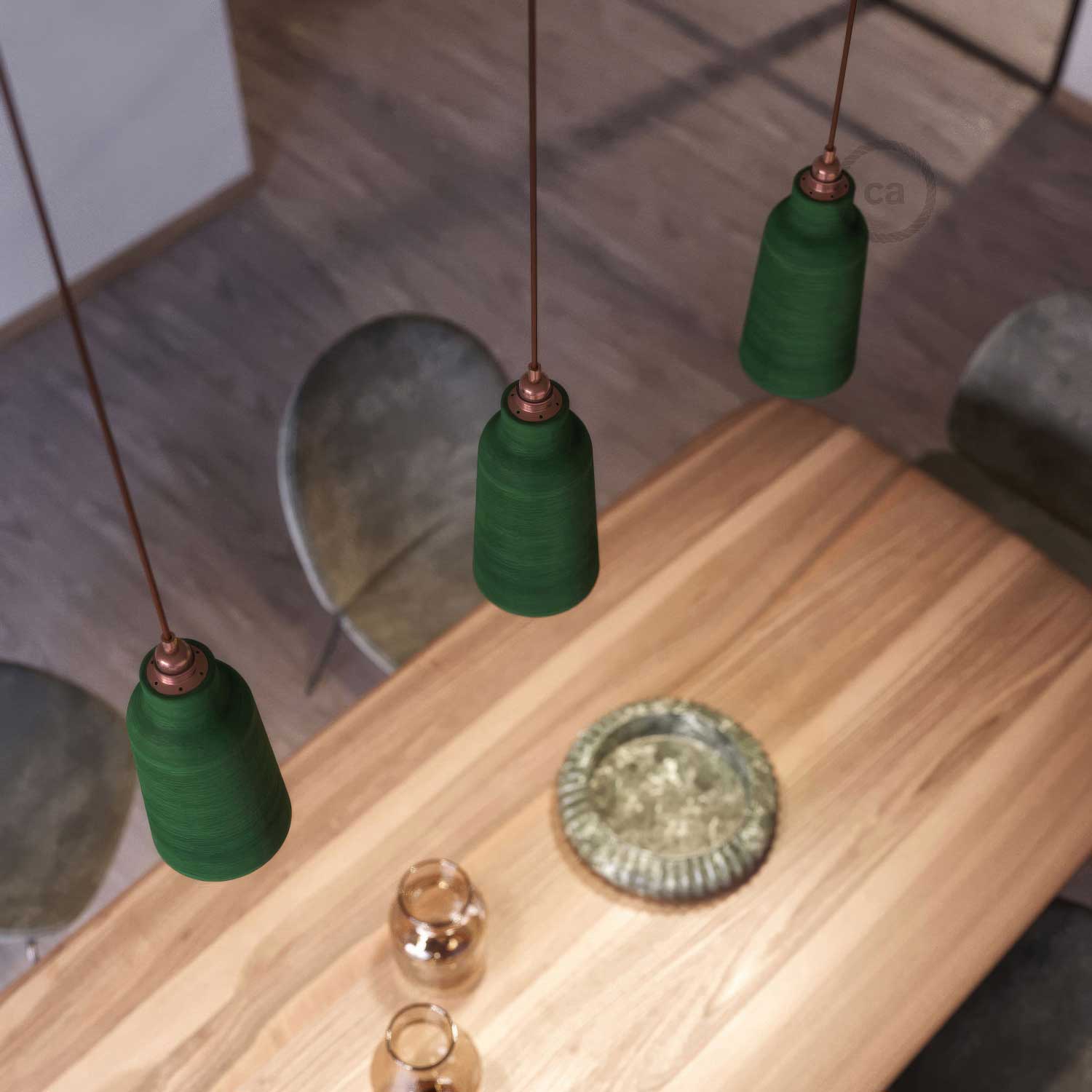 Abat-jour Bouteille en céramique, collection Materia - Made in Italy - Evergreen strié - Image 3