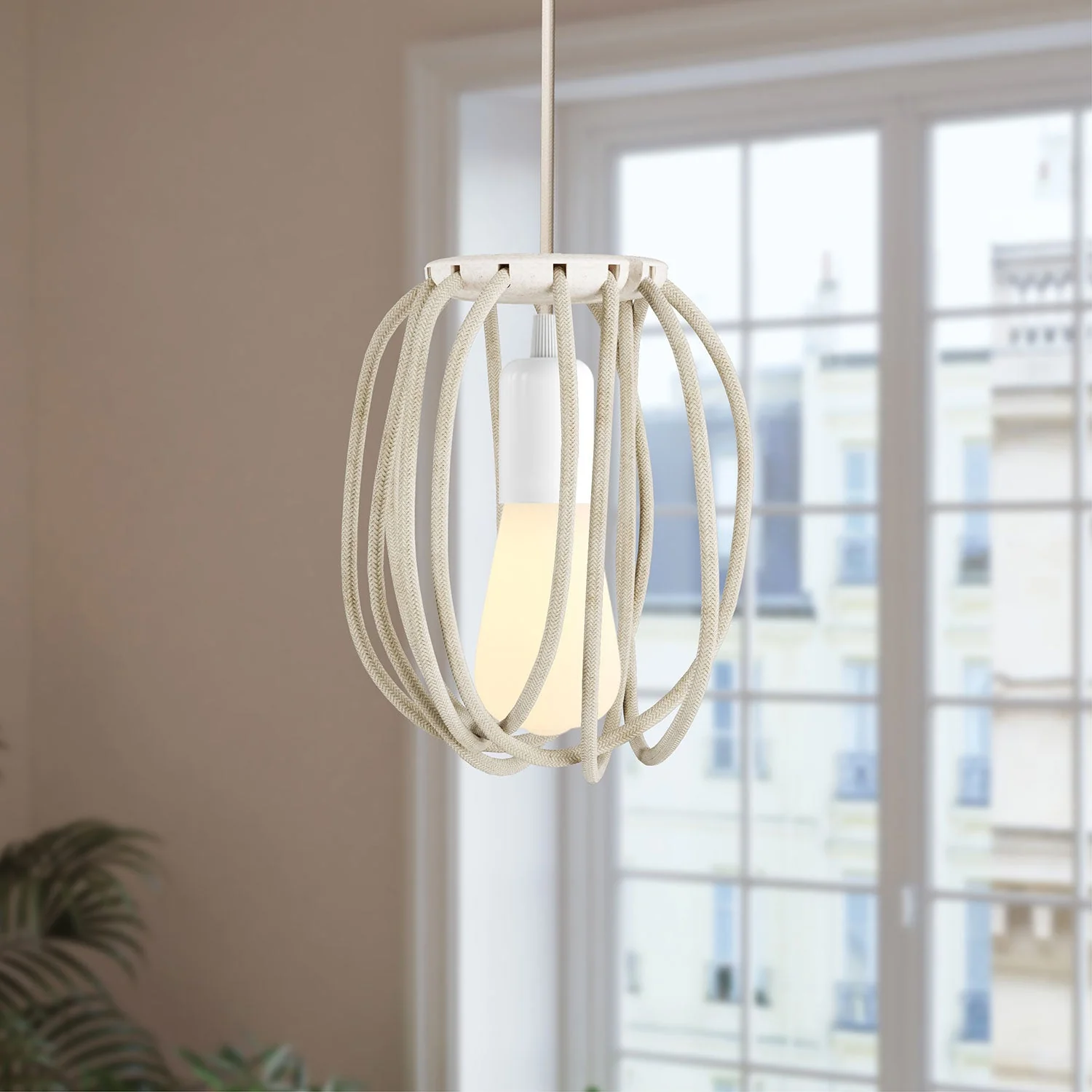 Abat-jour Cablò multicolore 50 cm et câbles en lin blanc - Image 2
