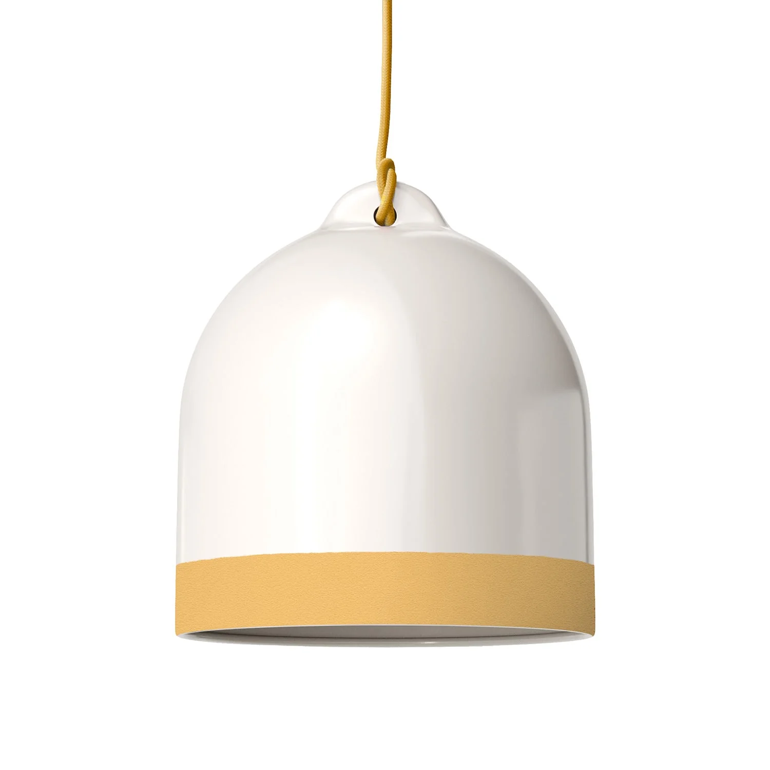 Abat-jour Campana M bicolore en céramique Blanc et Jaune, collection Materia - Fabriqué en Italie