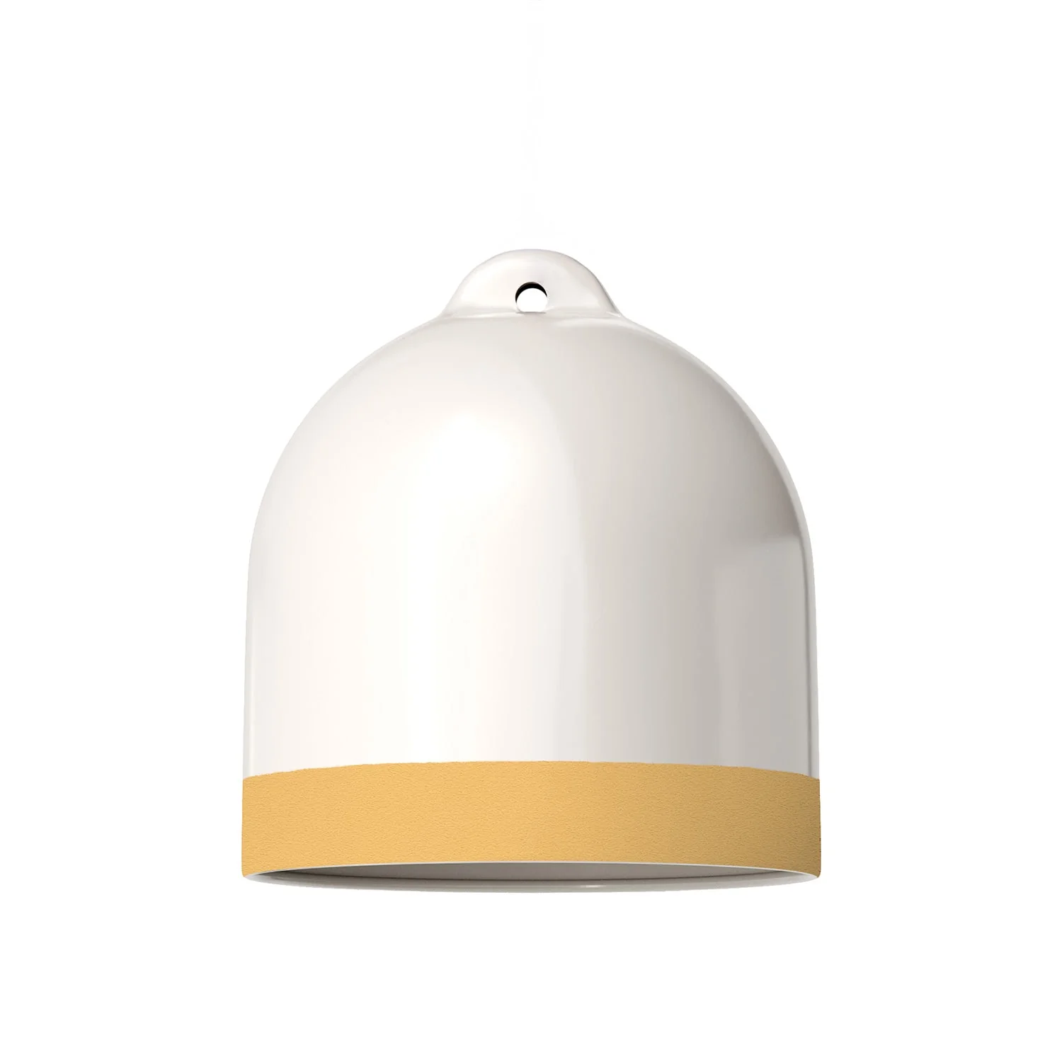 Abat-jour Campana M bicolore en céramique Blanc et Jaune, collection Materia - Fabriqué en Italie - Image 3
