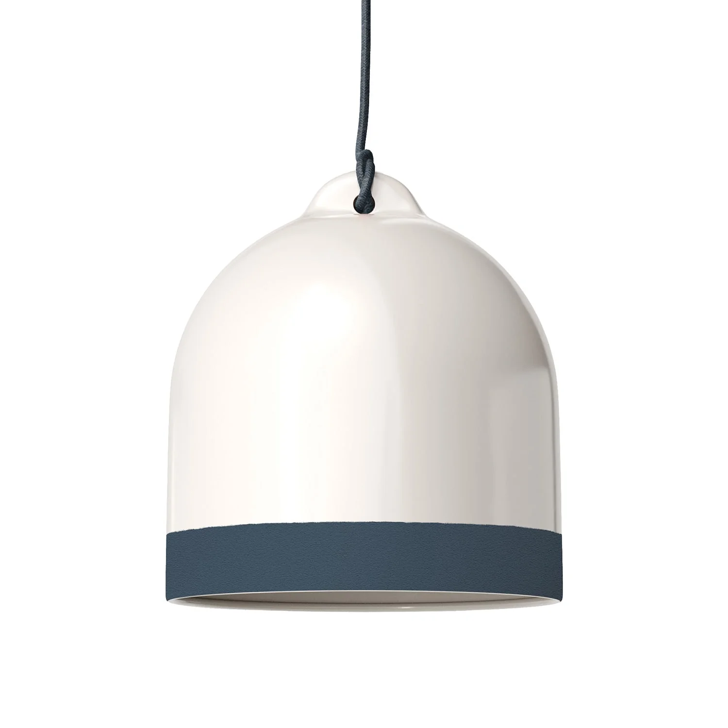 Abat-jour Cloche M bicolore en céramique Blanc et Pétrole, collection Materia - Fabriqué en Italie