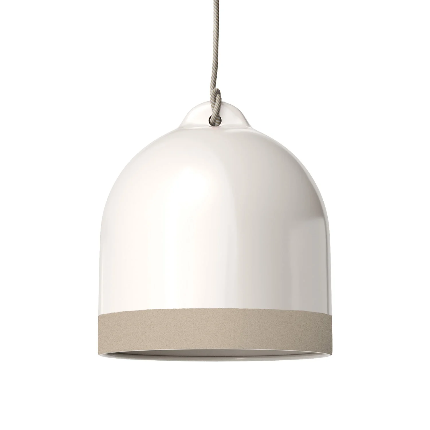 Abat-jour Campana M bicolore en céramique Blanc et Taupe, collection Materia - Fabriqué en Italie