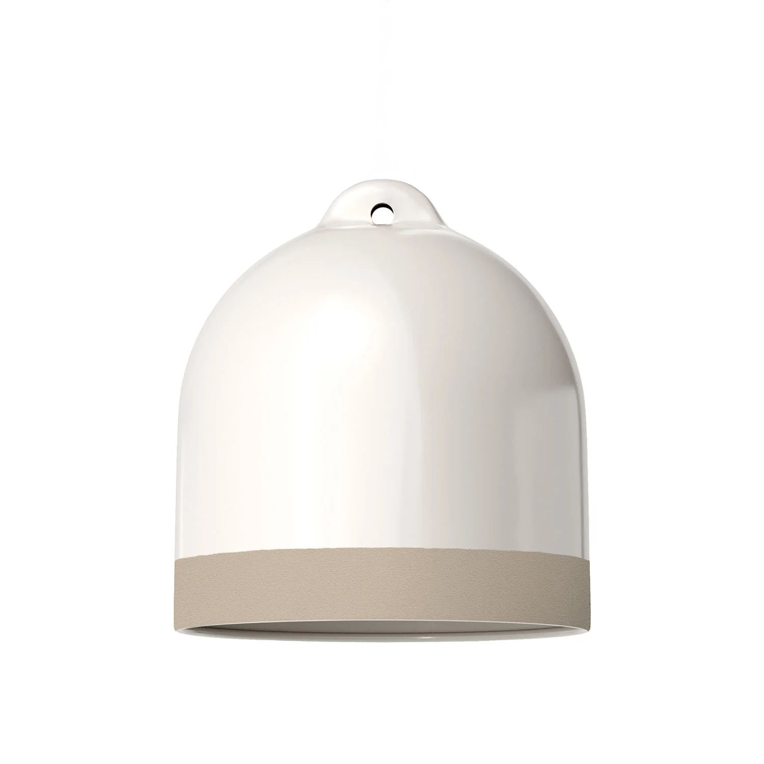 Abat-jour Campana M bicolore en céramique Blanc et Taupe, collection Materia - Fabriqué en Italie - Image 3