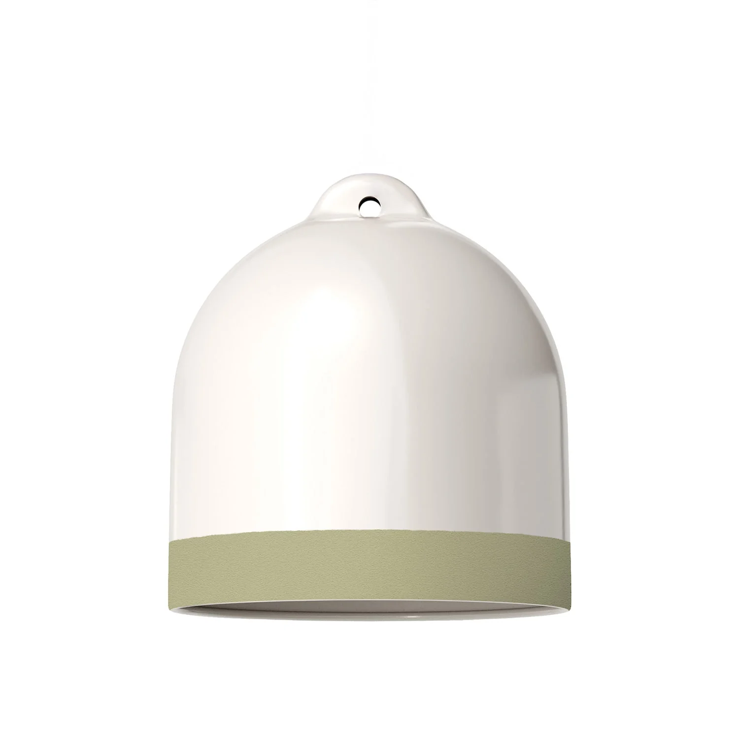 Abat-jour Campana M bicolore en céramique Blanc et Vert sauge, collection Materia - Made in Italy - Image 3