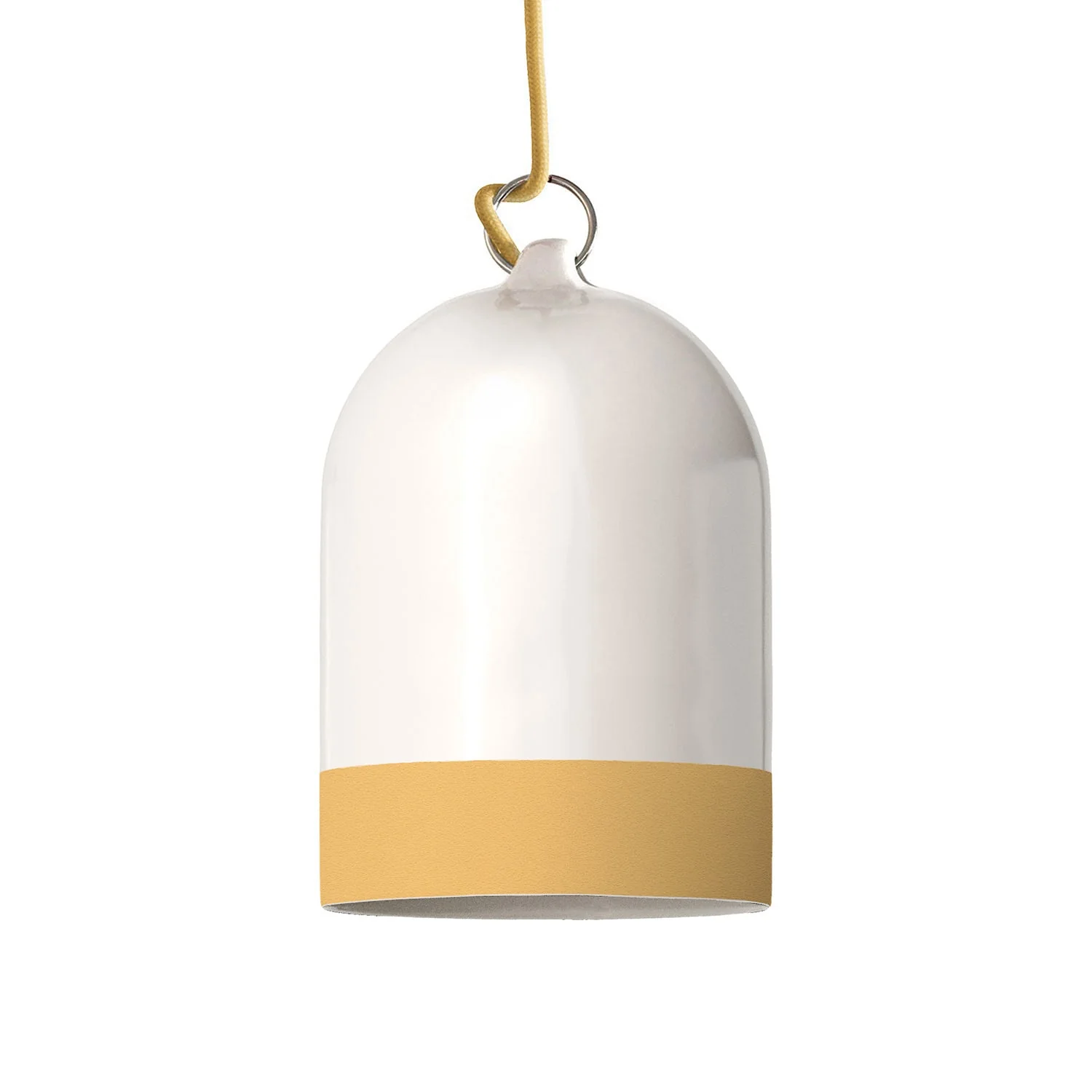 Abat-jour Campana Mini XS bicolore en céramique Blanc et Jaune, collection Materia - Fabriqué en Italie