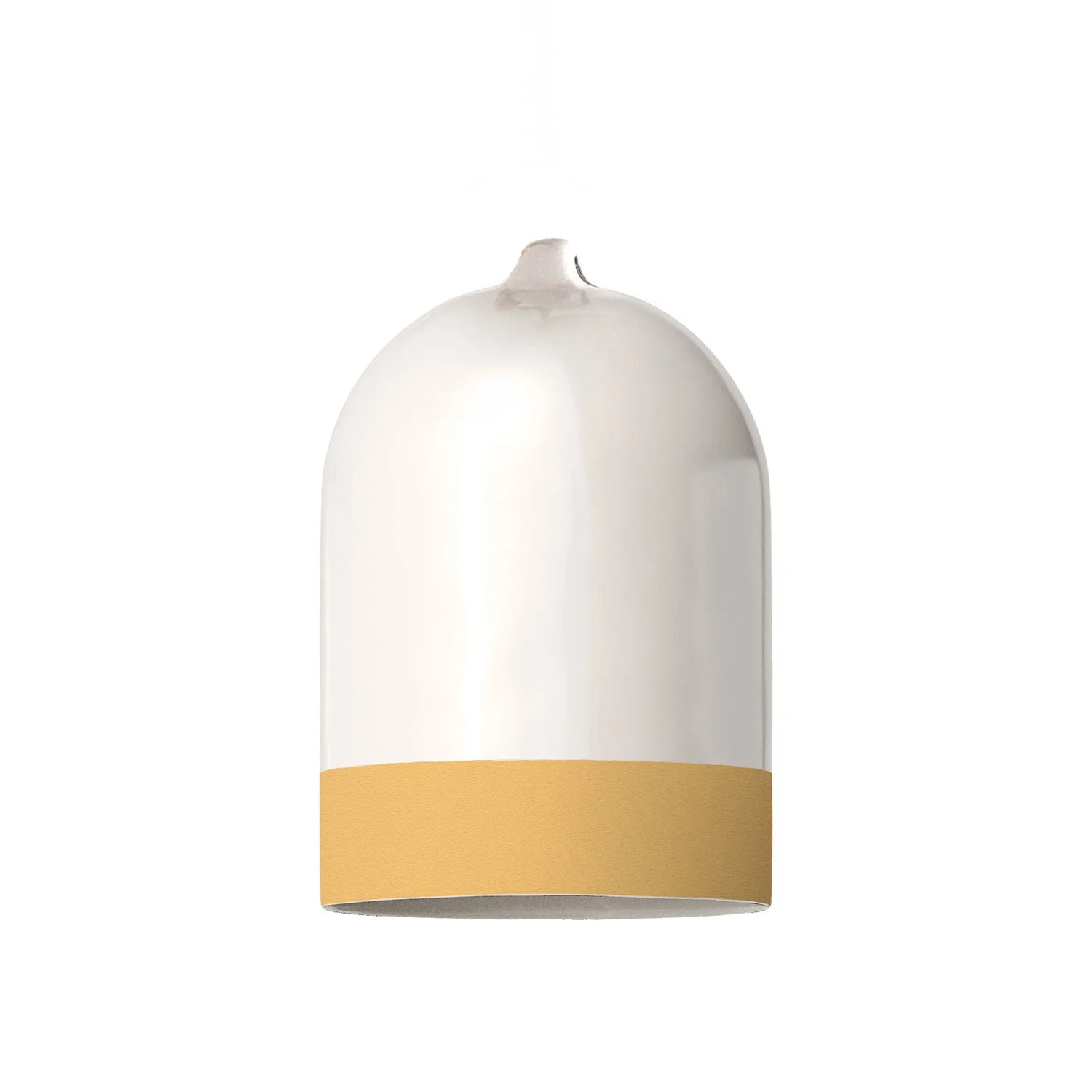Abat-jour Campana Mini XS bicolore en céramique Blanc et Jaune, collection Materia - Fabriqué en Italie - Image 3