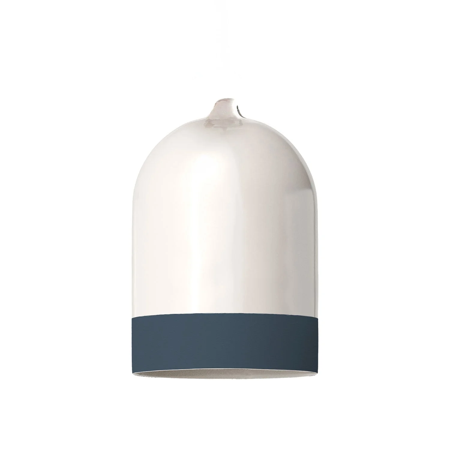 Abat-jour Campana Mini XS bicolore en céramique Blanc et Pétrole, collection Materia - Fabriqué en Italie - Image 3