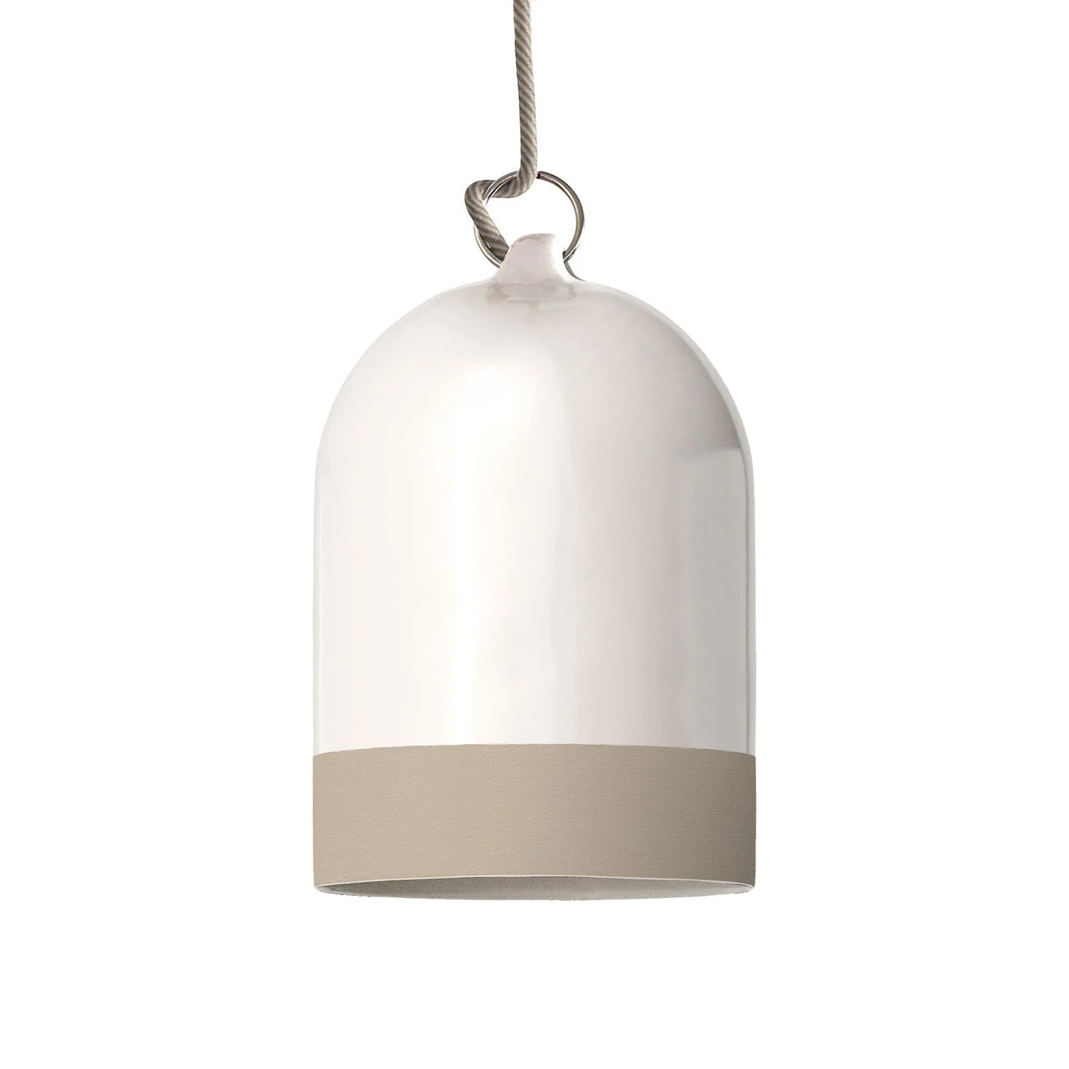 Abat-jour Campana Mini XS bicolore en céramique Blanc et Taupe, collection Materia - Fabriqué en Italie
