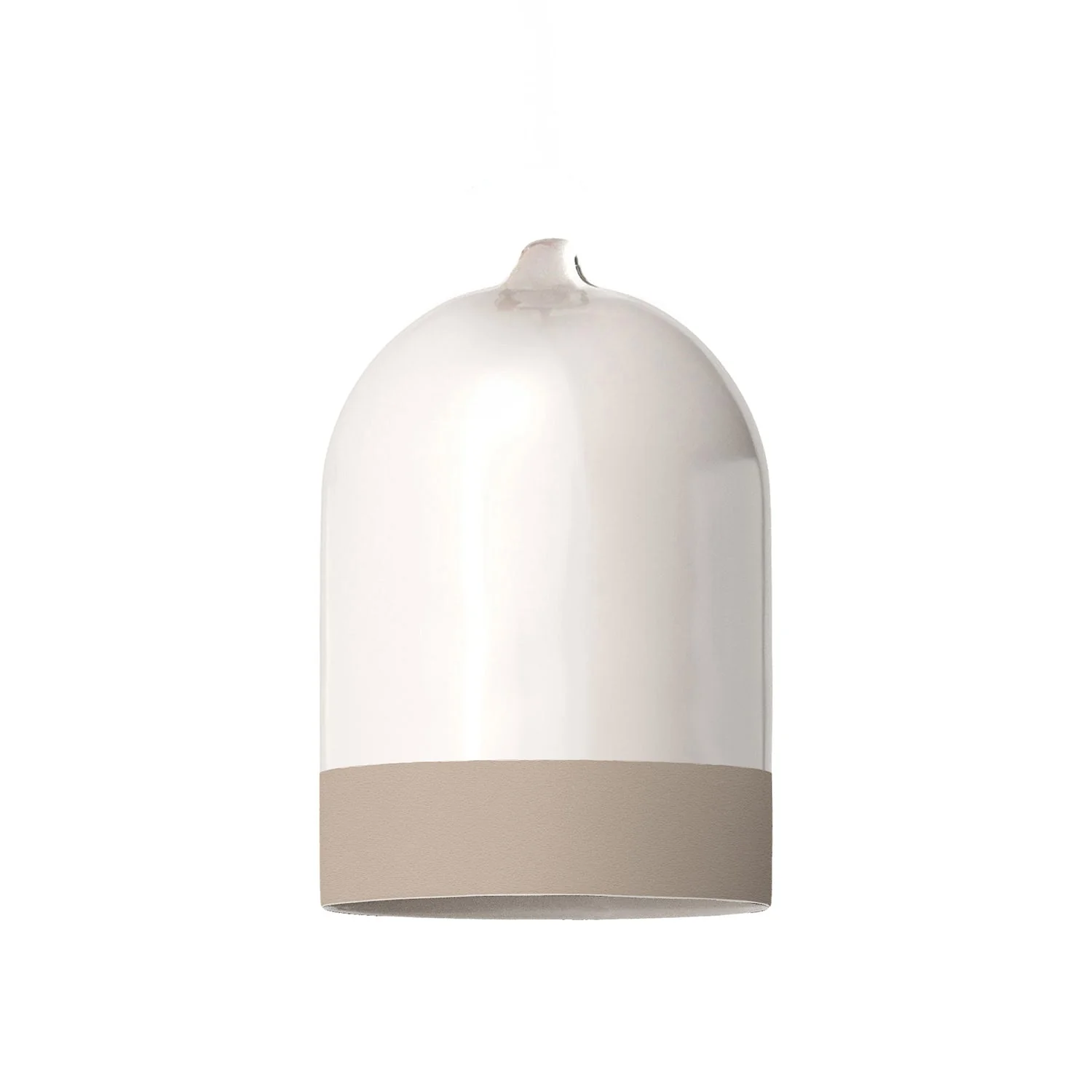 Abat-jour Campana Mini XS bicolore en céramique Blanc et Taupe, collection Materia - Fabriqué en Italie - Image 3
