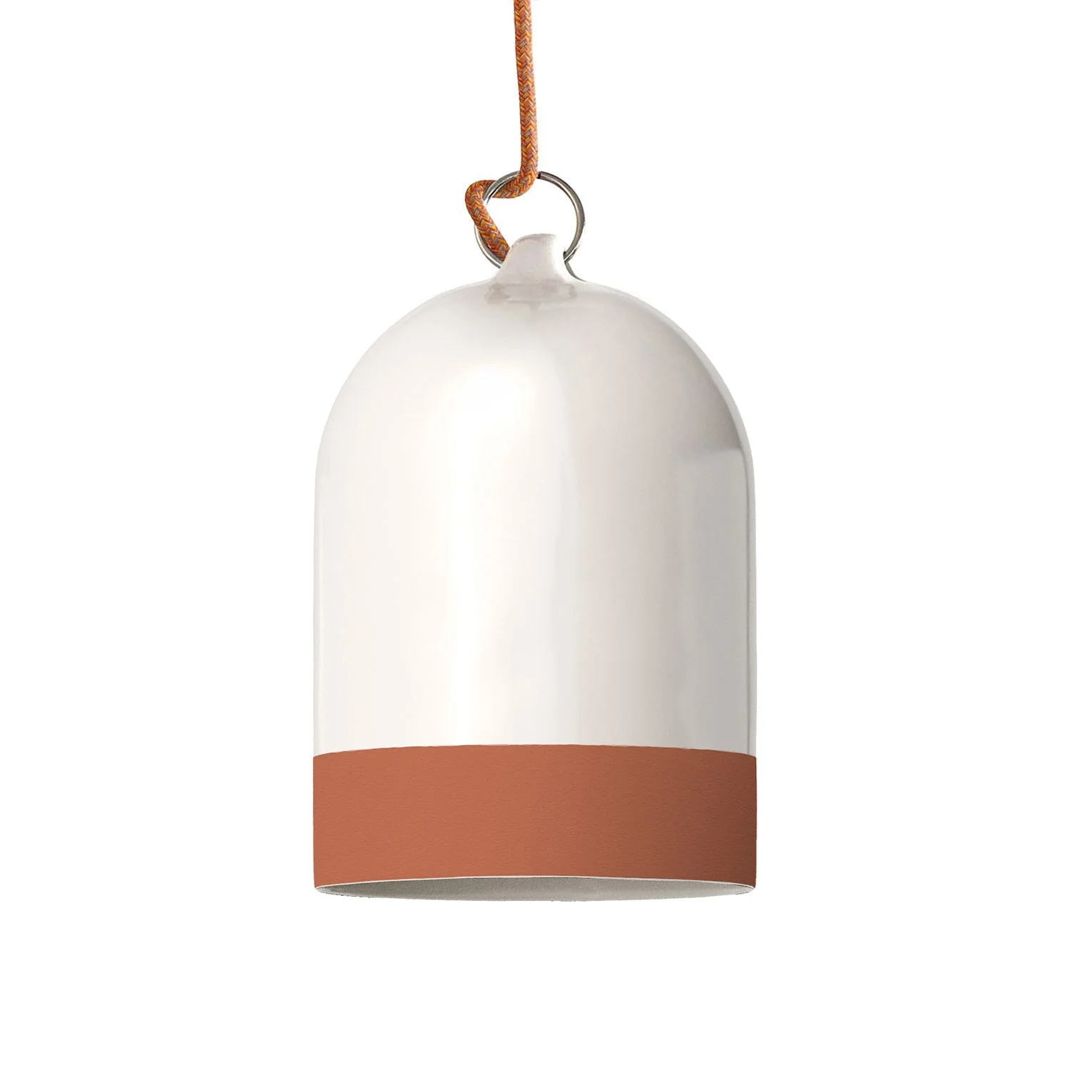 Abat-jour cloche Mini XS bicolore en céramique Blanc et Terre cuite, collection Materia - Made in Italy
