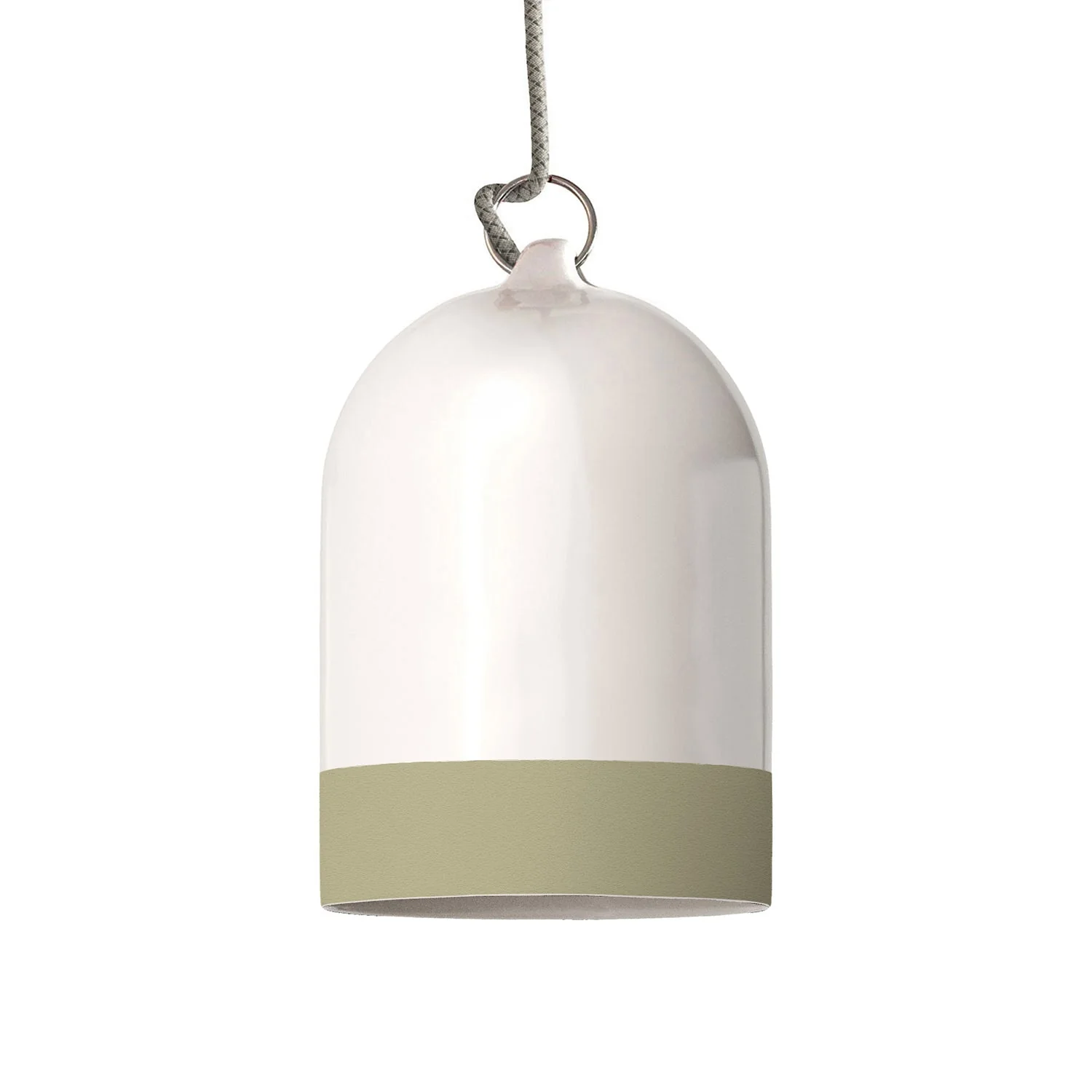 Abat-jour Cloche Mini XS bicolore en céramique Blanc et Vert sauge, collection Materia - Made in Italy
