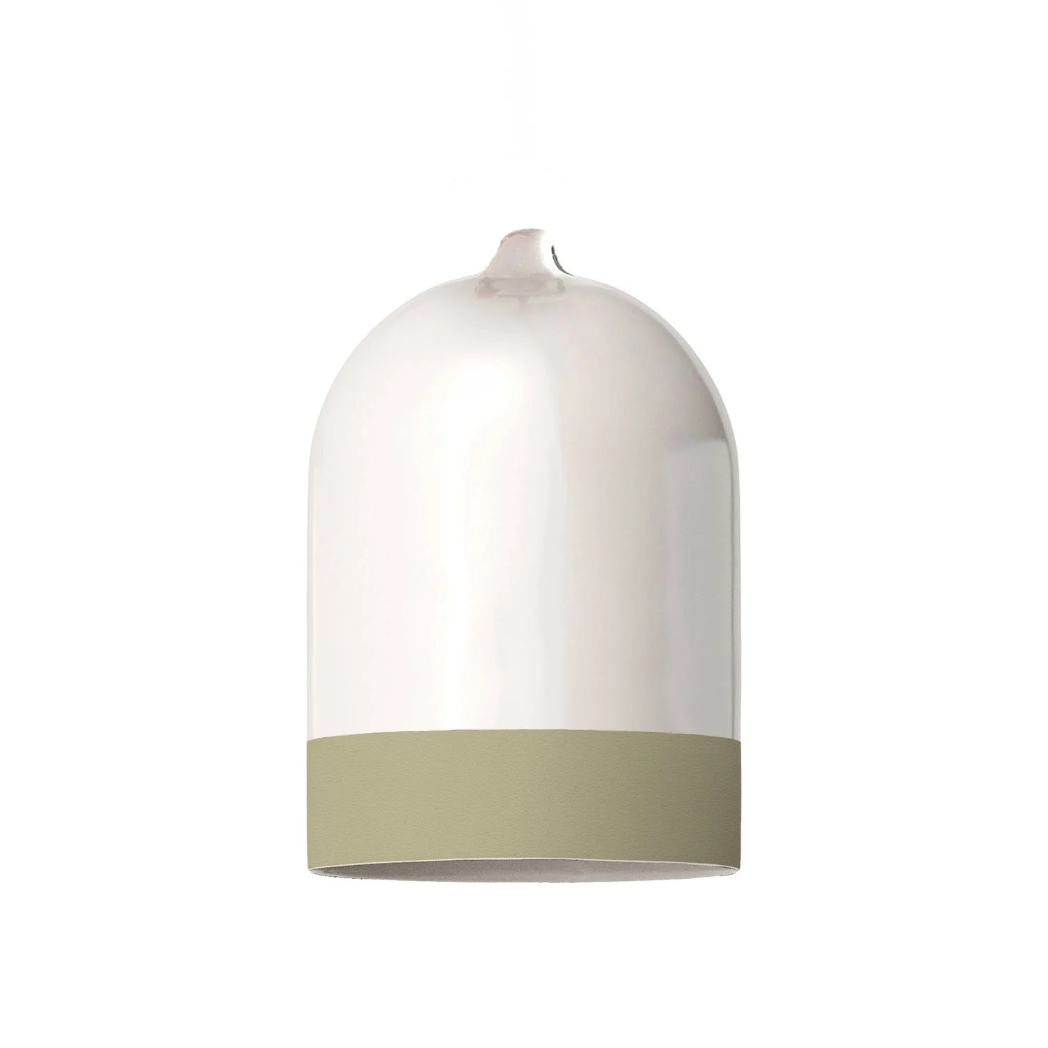 Abat-jour Cloche Mini XS bicolore en céramique Blanc et Vert sauge, collection Materia - Made in Italy - Image 3