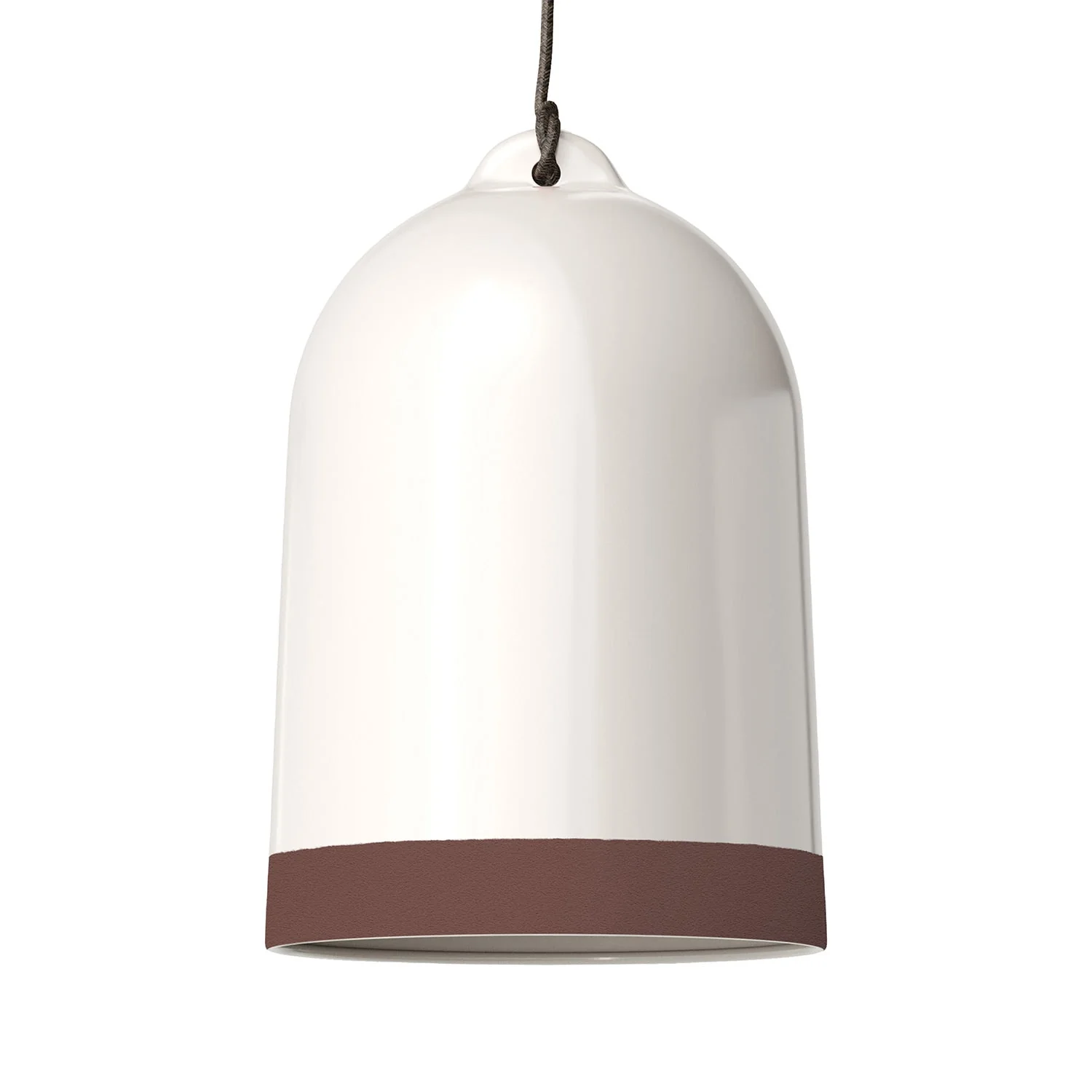 Abat-jour Campana XL bicolore en céramique blanc et marron, collection Materia - Fabriqué en Italie