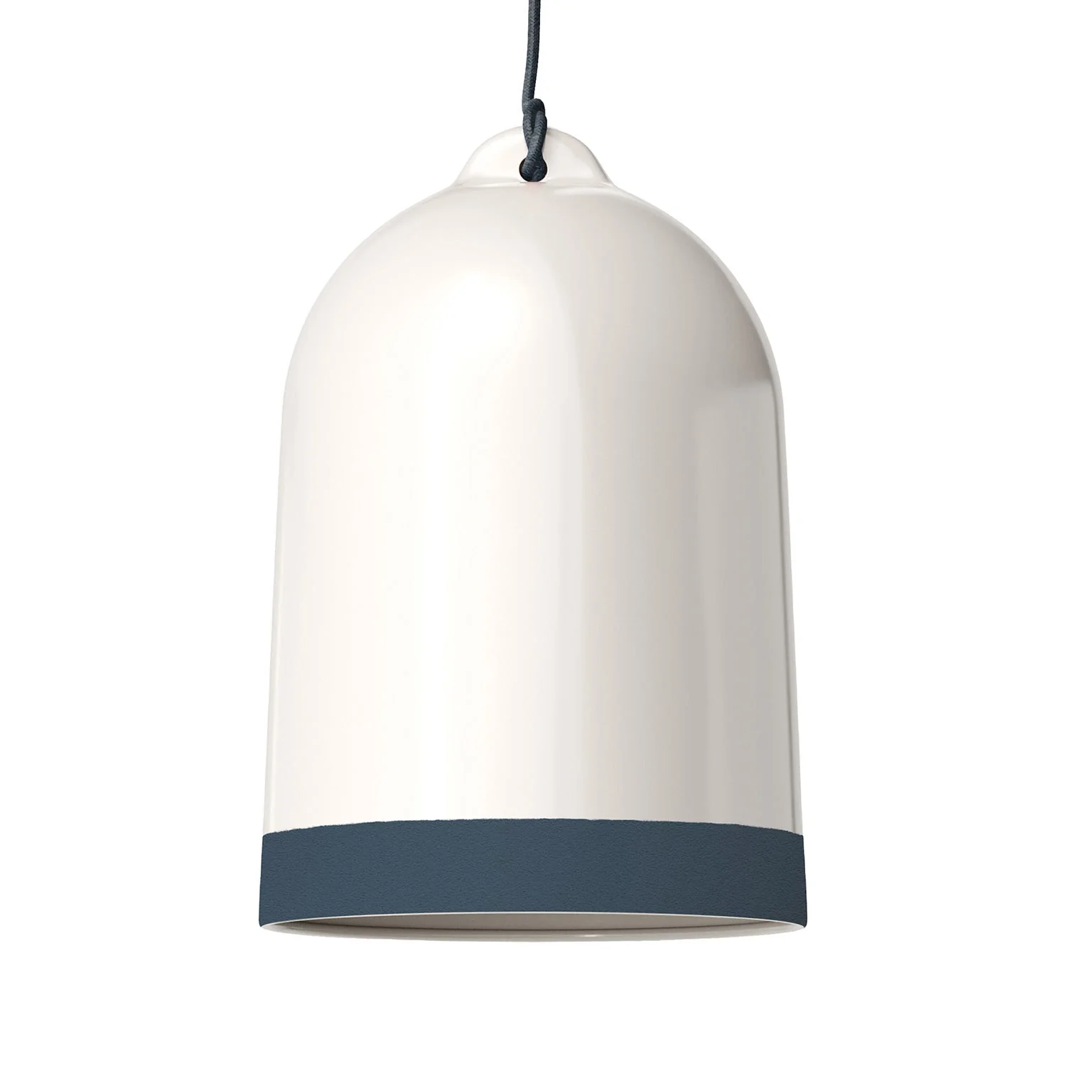 Abat-jour Cloche XL bicolore en céramique Blanc et Pétrole, collection Materia - Fabriqué en Italie