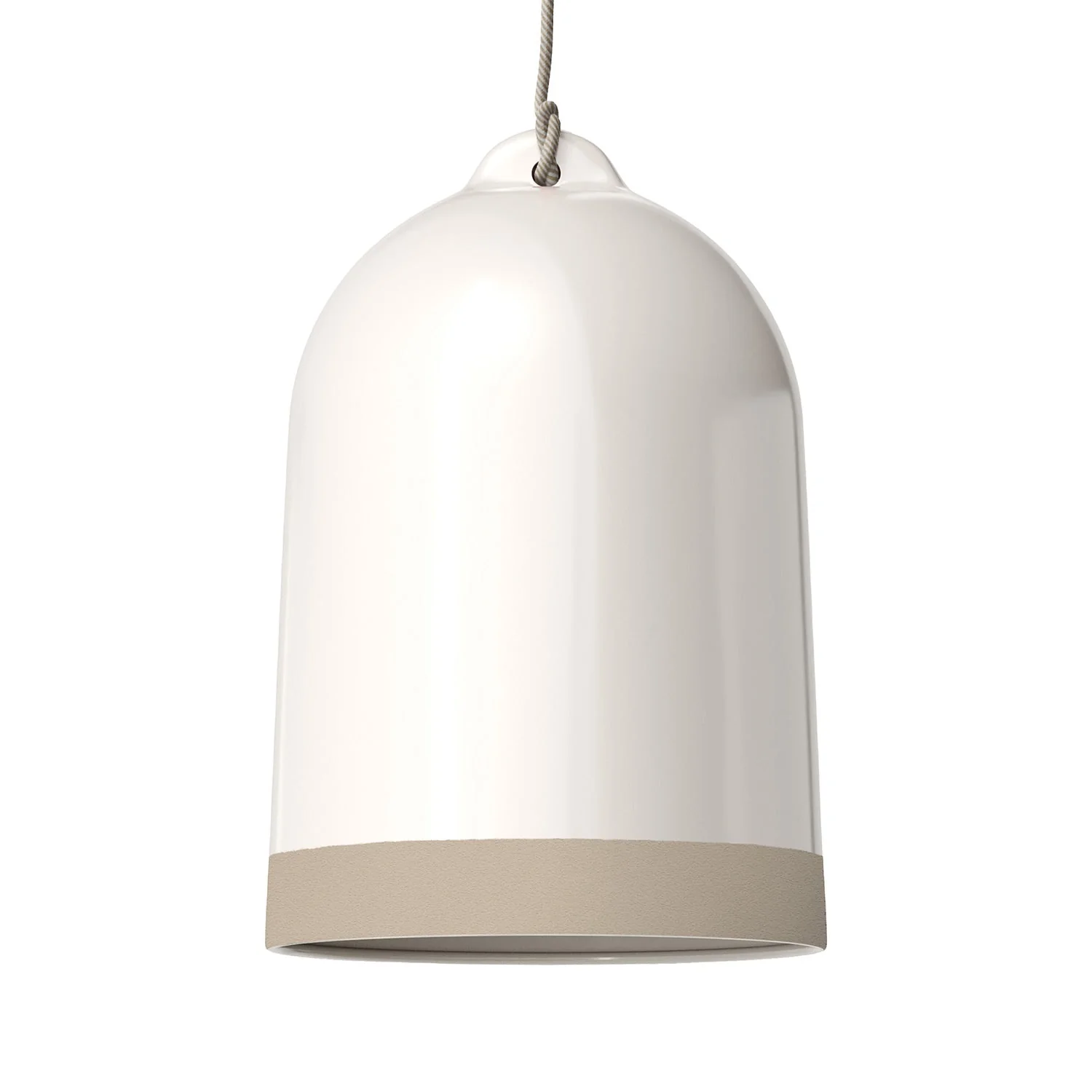Abat-jour Cloche XL bicolore en céramique Blanc et Taupe, collection Materia - Fabriqué en Italie