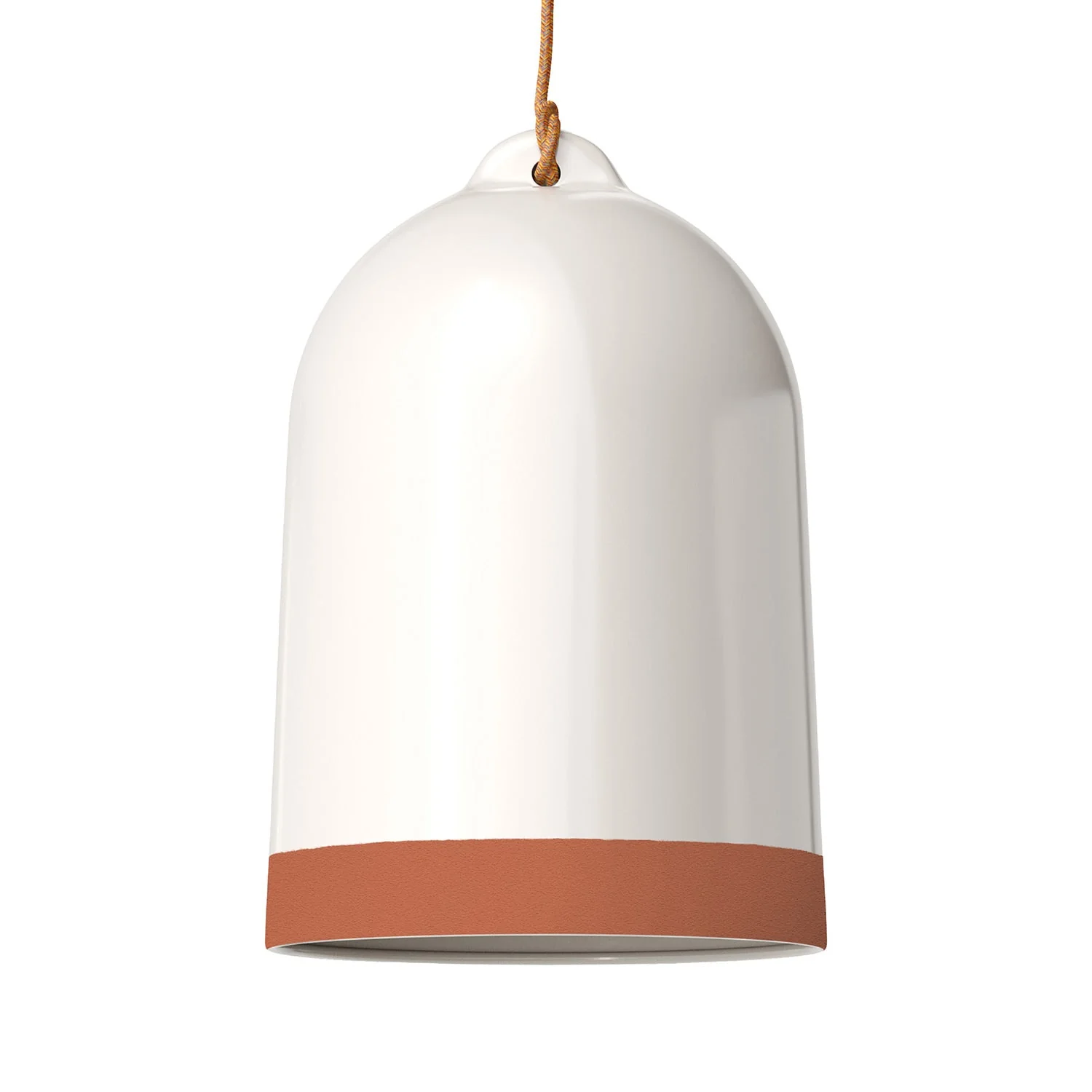 Abat-jour Campana XL bicolore en céramique Blanc et Terre cuite, collection Materia - Made in Italy