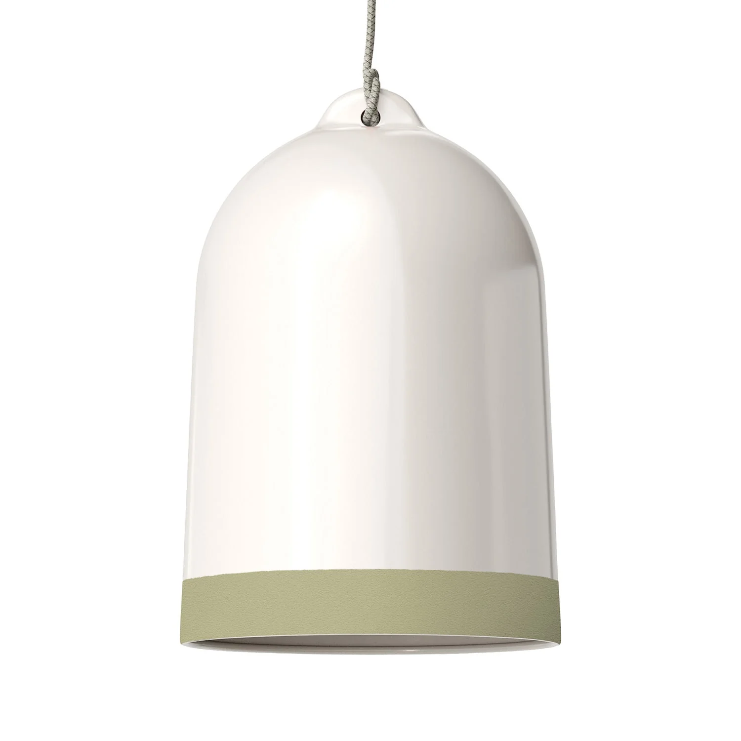 Abat-jour Campana XL bicolore en céramique Blanc et Vert sauge, collection Materia - Fabriqué en Italie