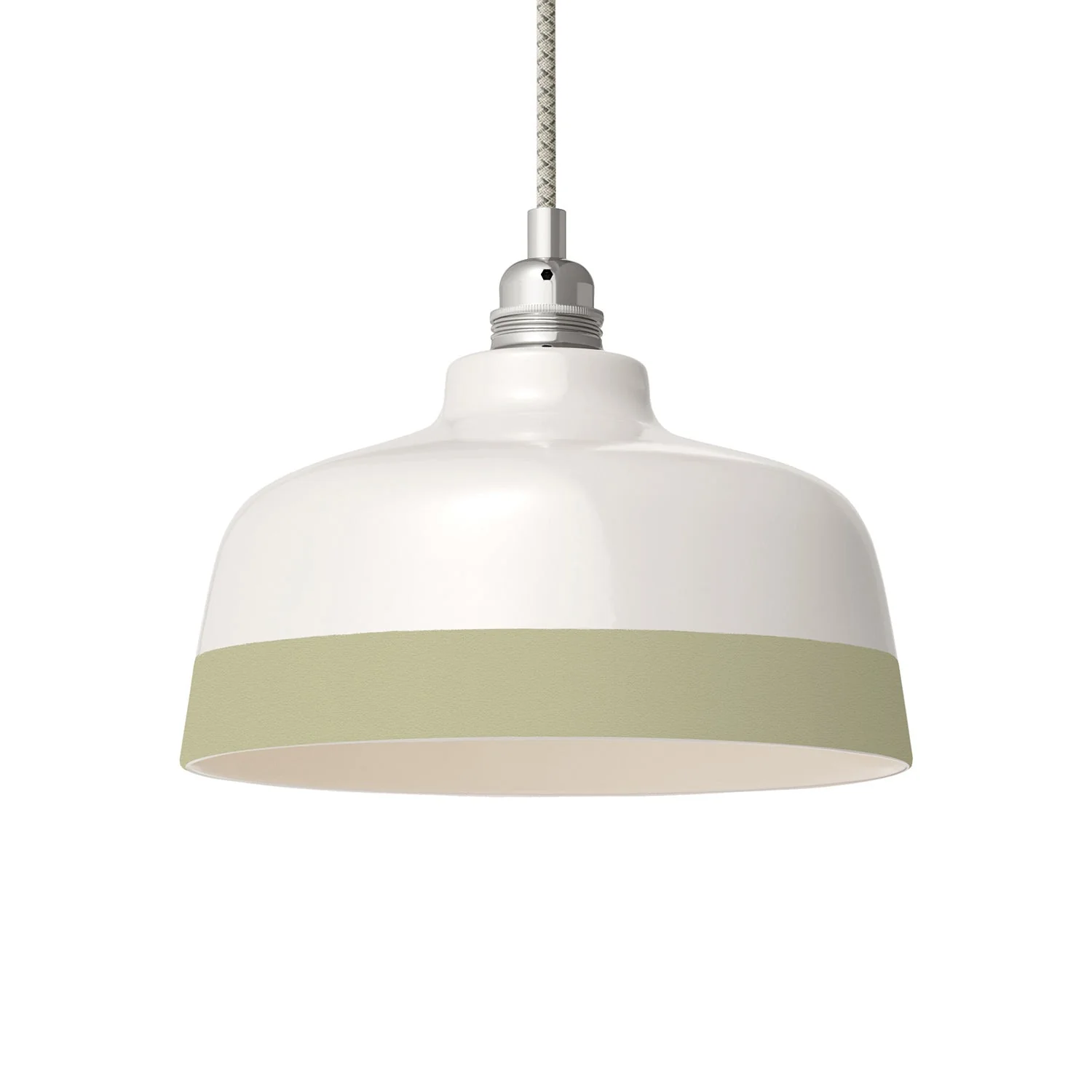 Abat-jour Coupe bicolore en céramique Blanc et Vert sauge, collection Materia - Made in Italy