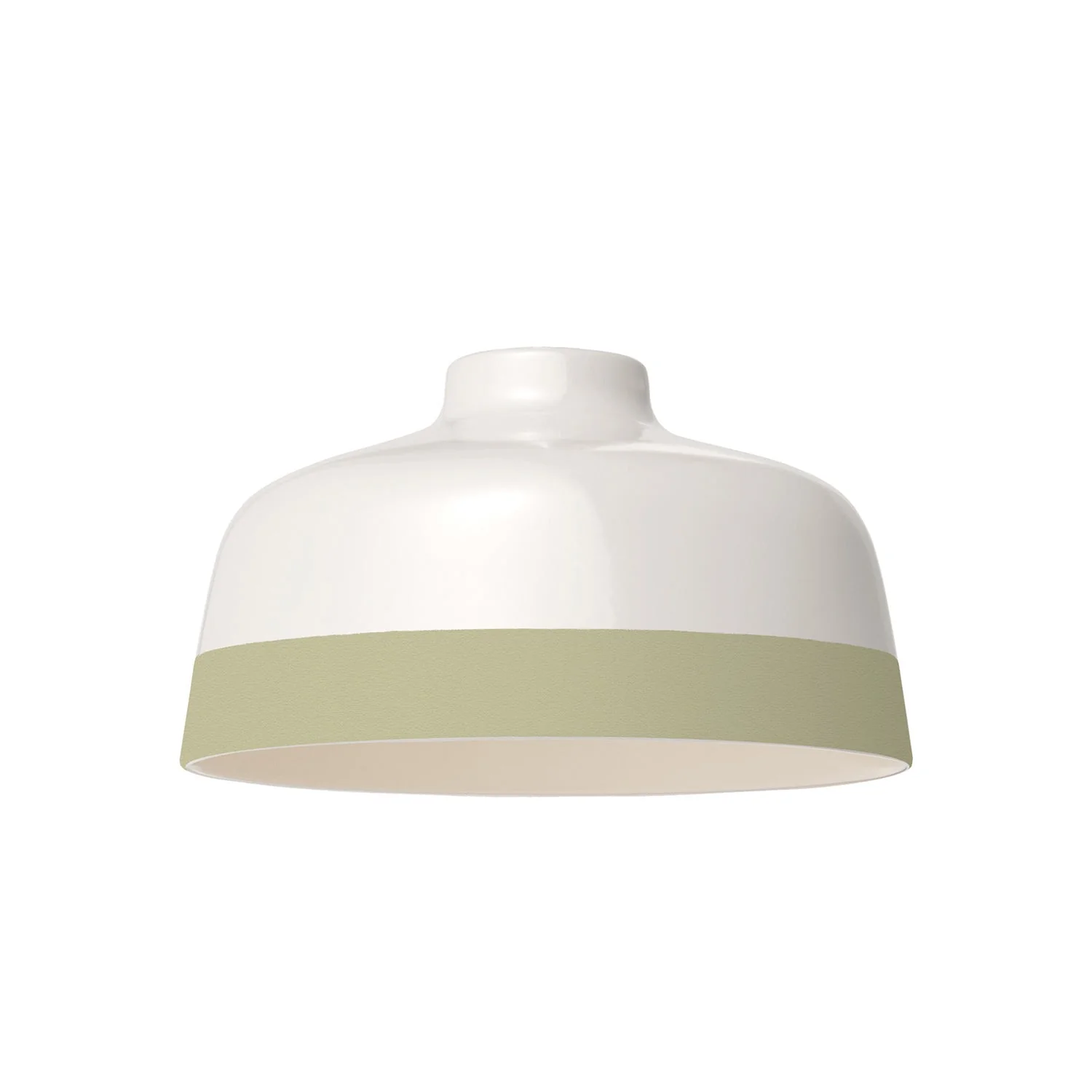 Abat-jour Coupe bicolore en céramique Blanc et Vert sauge, collection Materia - Made in Italy - Image 4