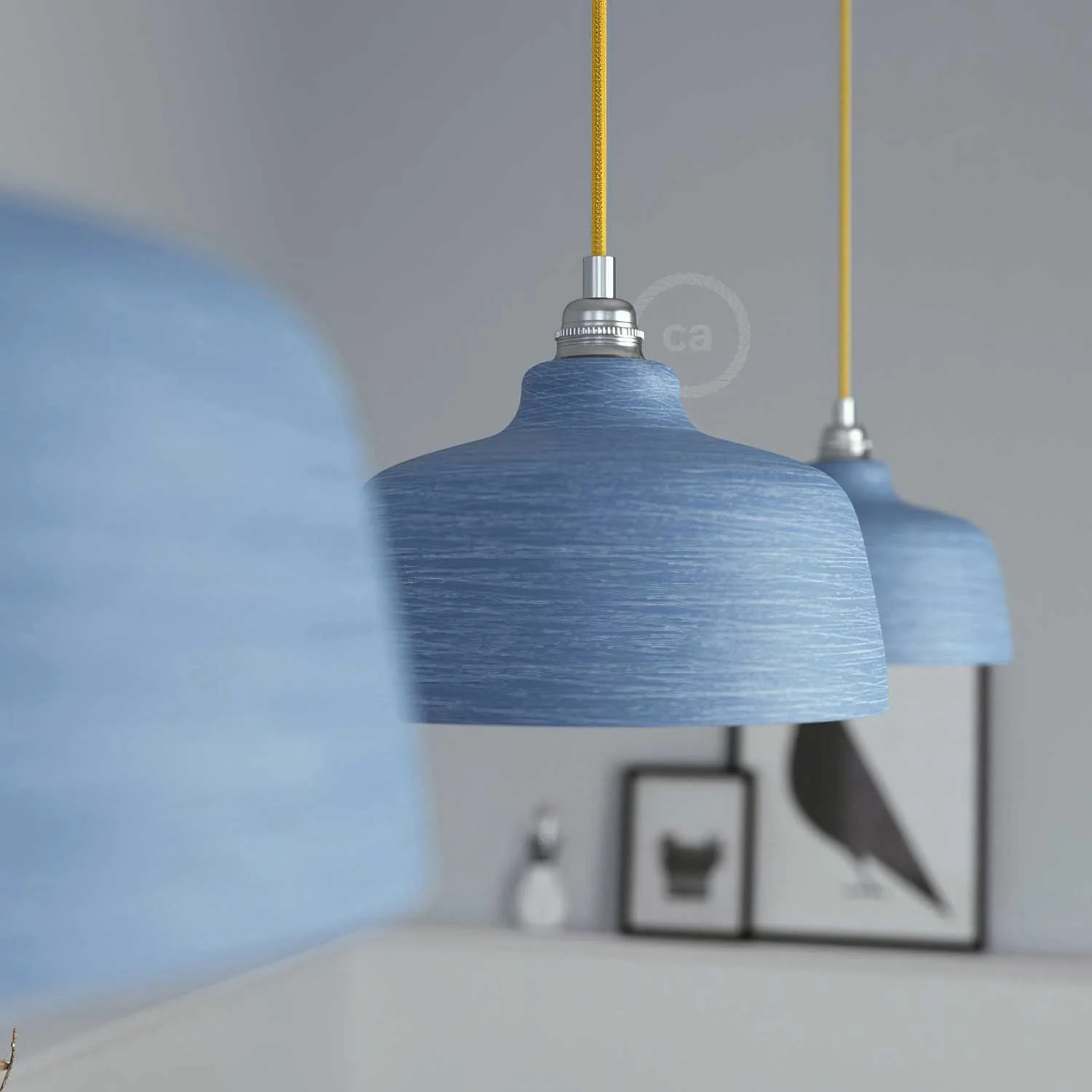 Abat-jour Coupe en céramique, collection Materia - Made in Italy - Avion rayé - Image 3