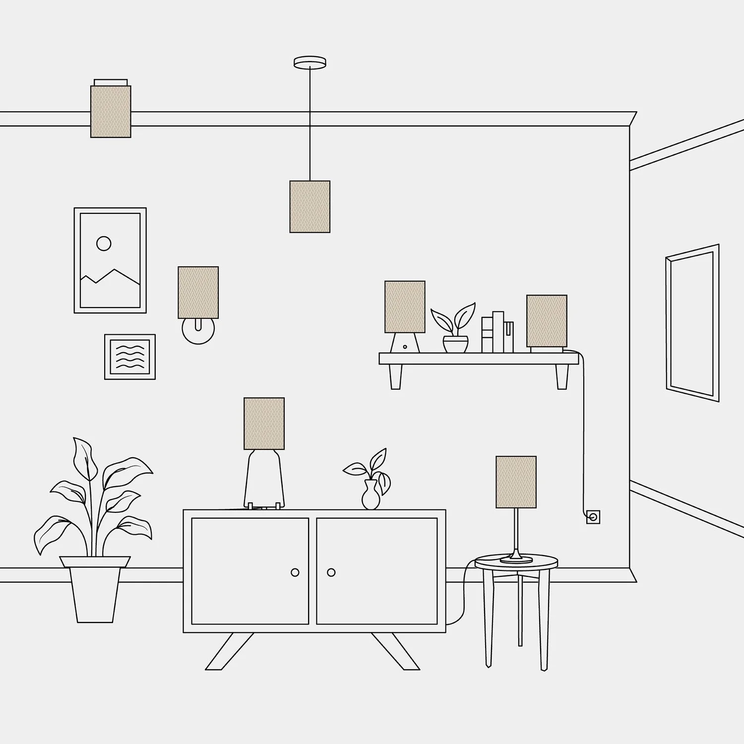 Abat-jour Cylindre S en tissu avec douille E27 - Fabriqué en Italie - Arenal Taupe - Image 5