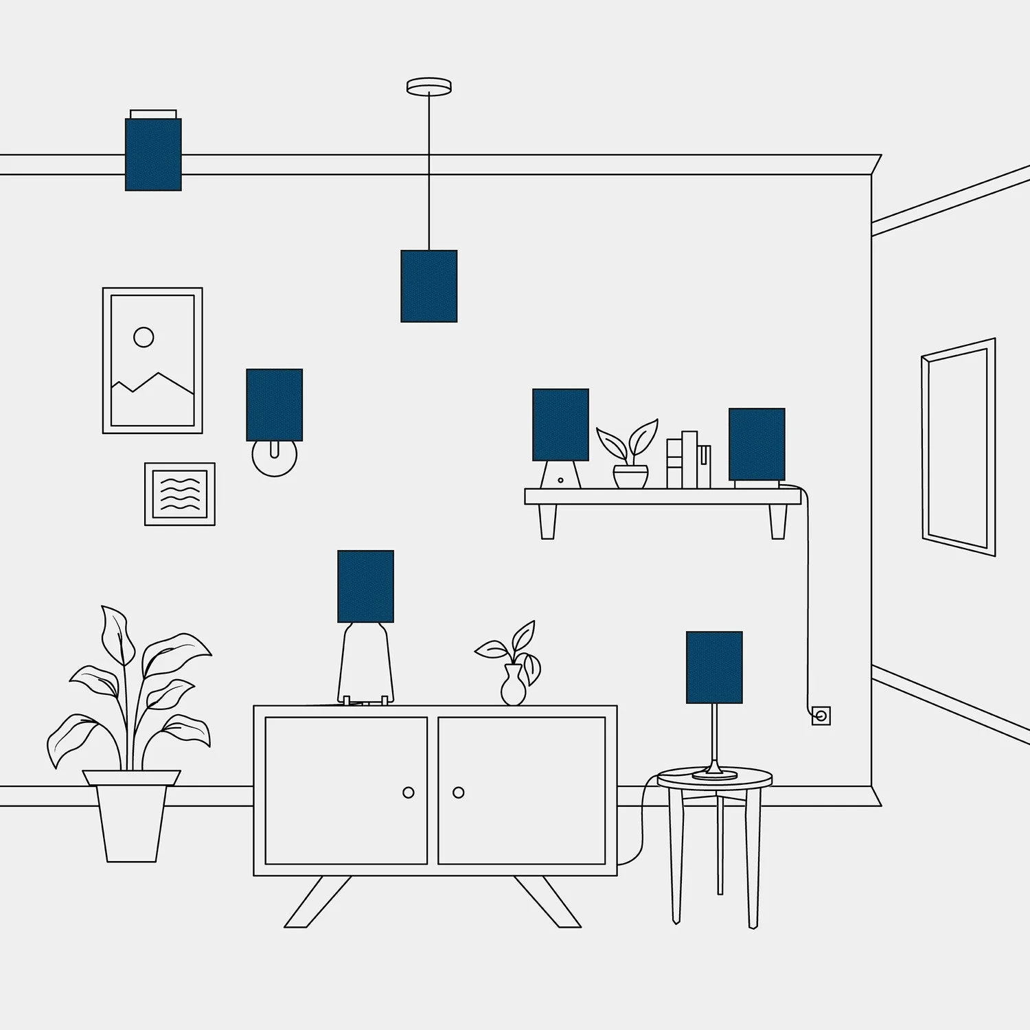 Abat-jour Cylindre S en tissu avec douille E27 - Made in Italy - Laine Bleue - Image 5