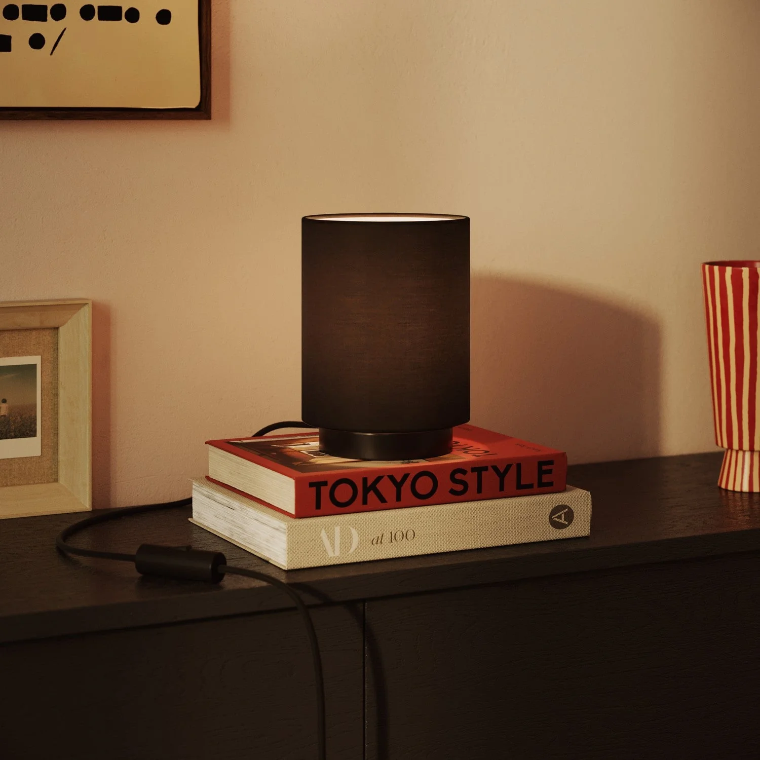 Abat-jour cylindre S en tissu avec douille E27 - Made in Italy - Teletta Anthracite - Image 2