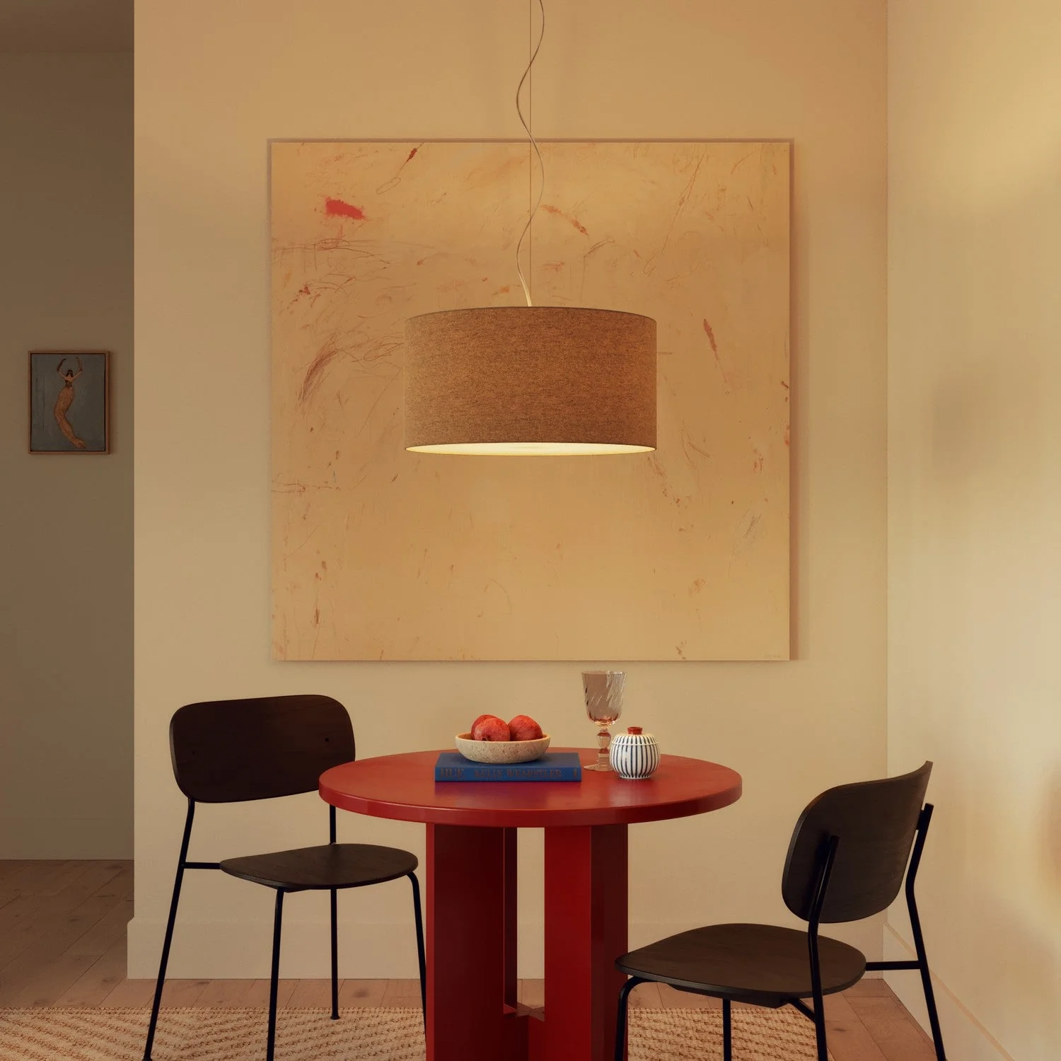 Abat-jour Cylindre XL en tissu avec douille E27 - Made in Italy - Laine Beige - Image 2