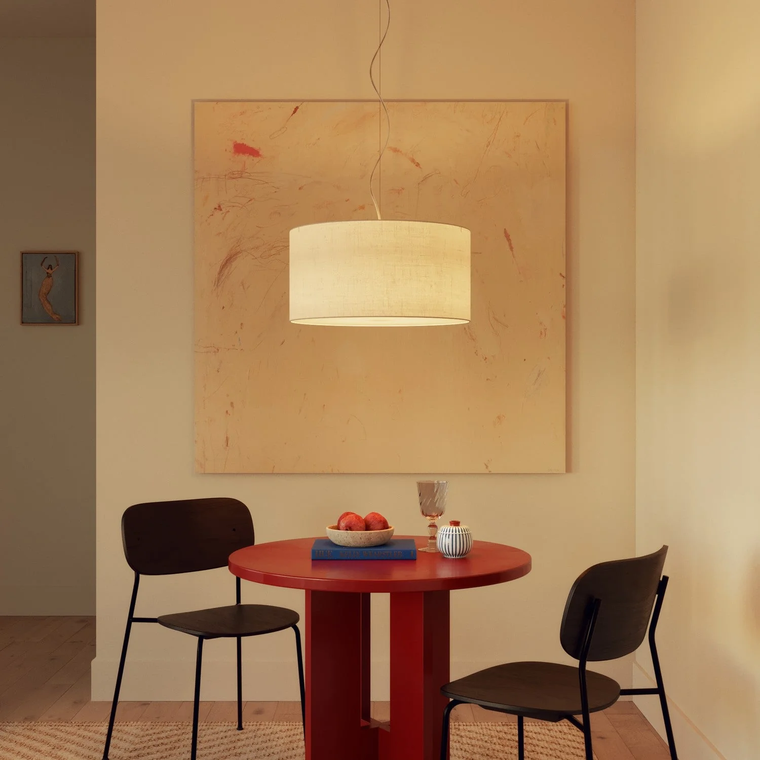 Abat-jour Cylindre XL en tissu avec douille E27 - Fabriqué en Italie - Lin Brut - Image 2