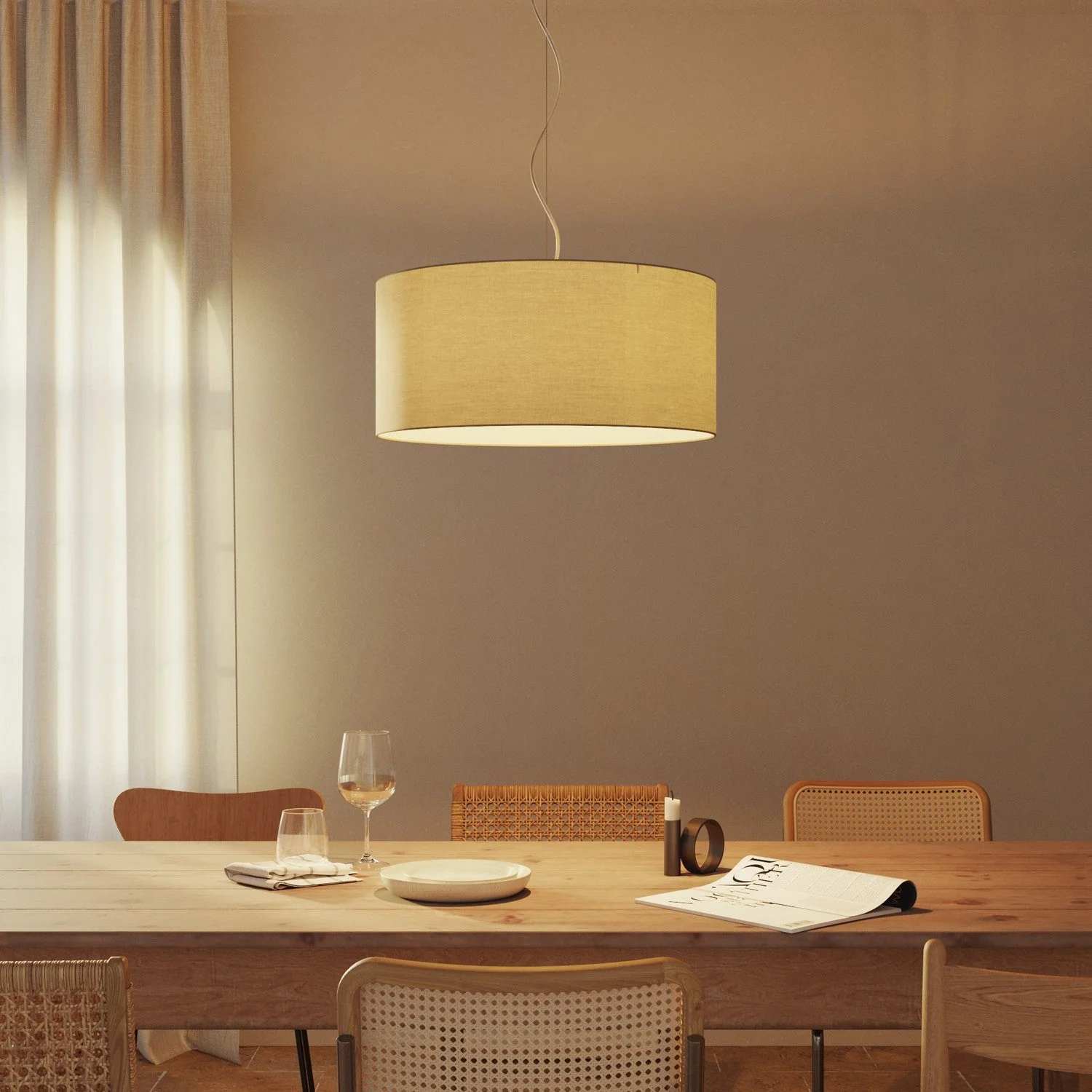 Abat-jour Cylindre XXL en tissu avec douille E27 – Made in Italy – Arenal Taupe - Image 2