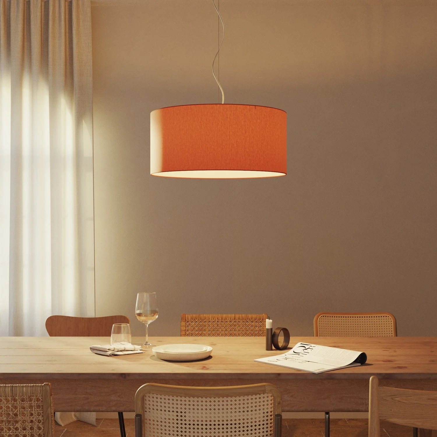 Abat-jour Cylindre XXL en tissu avec douille E27 - Made in Italy - Cinette Homard - Image 2
