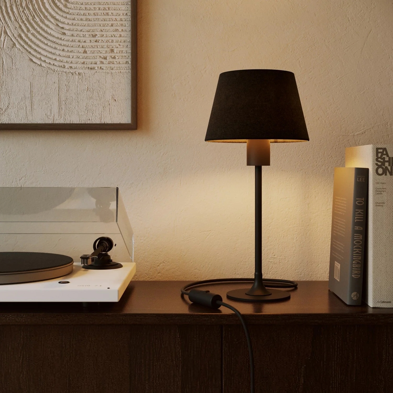 Abat-jour Empire S avec douille E27 pour lampe à poser ou applique - Fabriqué en Italie - Laine Gris Foncé - Image 2
