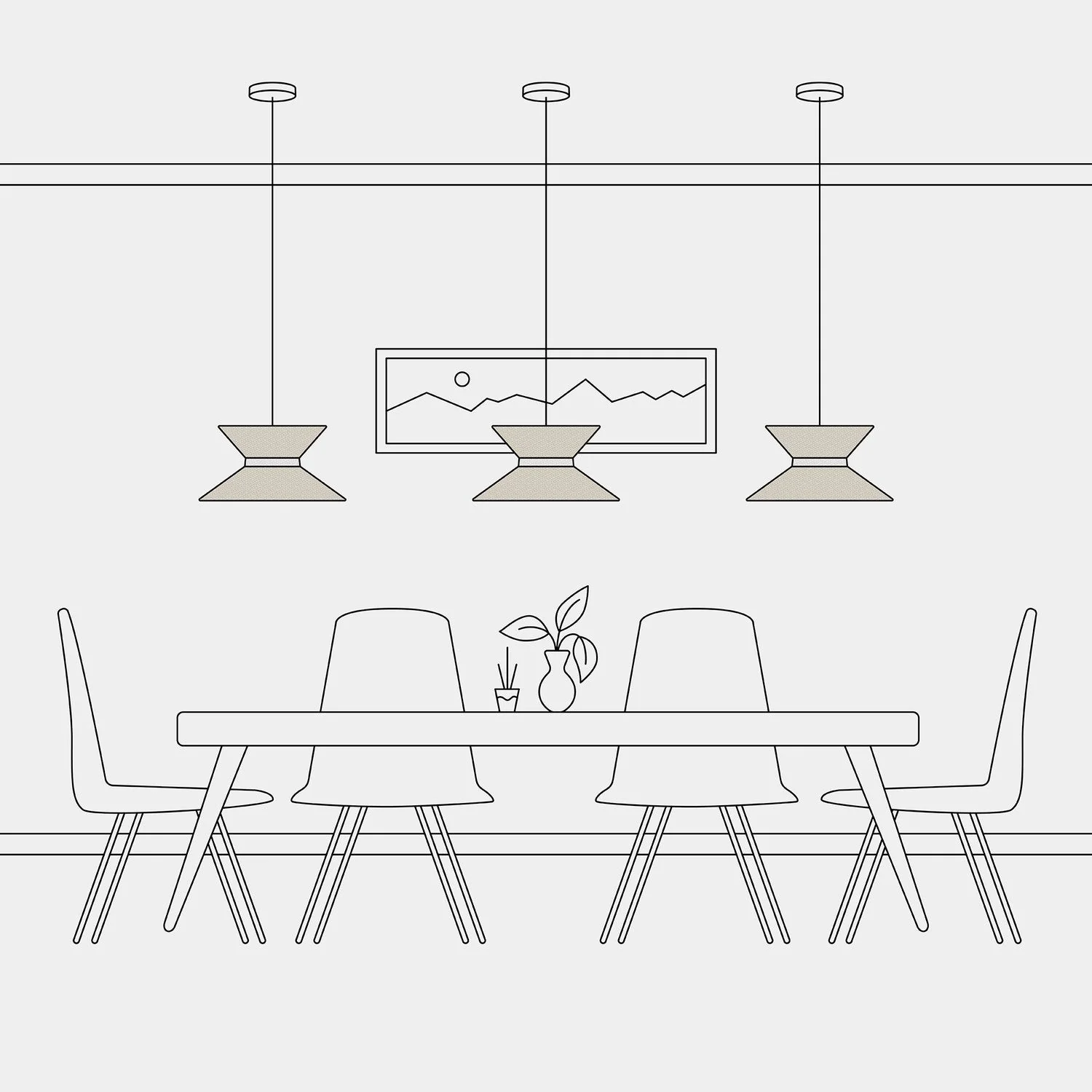 Abat-jour en tissu Clessidra pour suspension – Laine Beige - Image 6