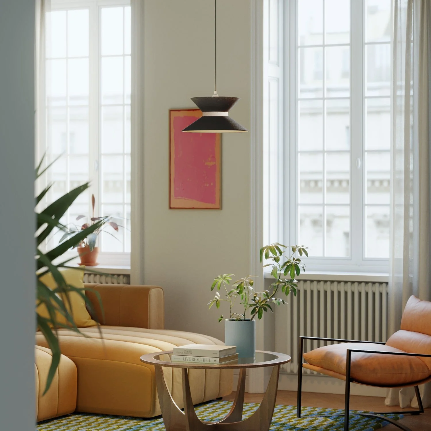 Abat-jour en tissu Clessidra pour suspension – Laine Gris Foncé - Image 2