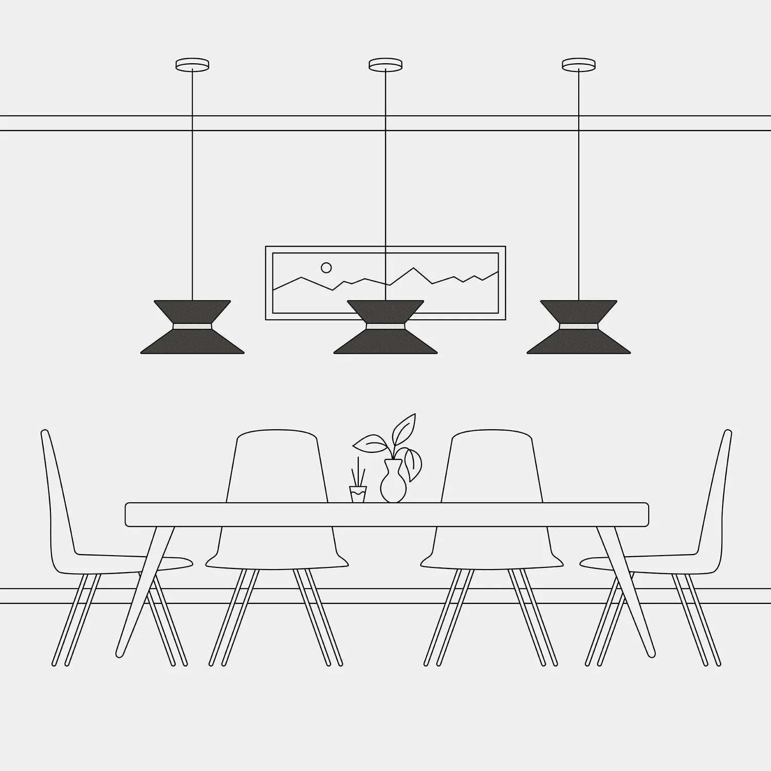 Abat-jour en tissu Clessidra pour suspension – Laine Gris Foncé - Image 6