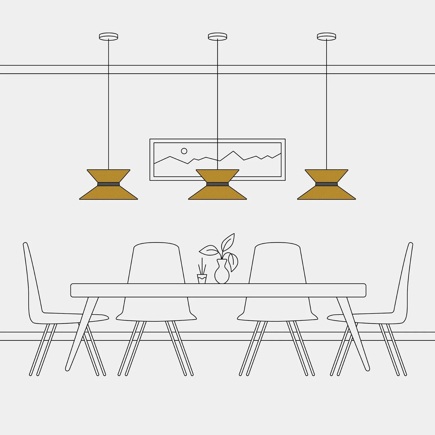 Abat-jour en tissu Clessidra pour suspension – Laine Moutarde - Image 15