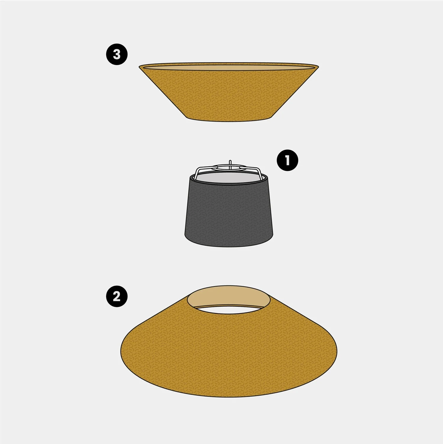 Abat-jour en tissu Clessidra pour suspension – Laine Moutarde - Image 16