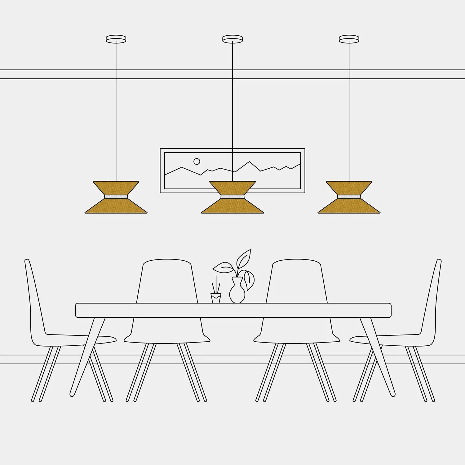 Abat-jour en tissu Clessidra pour suspension – Laine Moutarde - Image 6