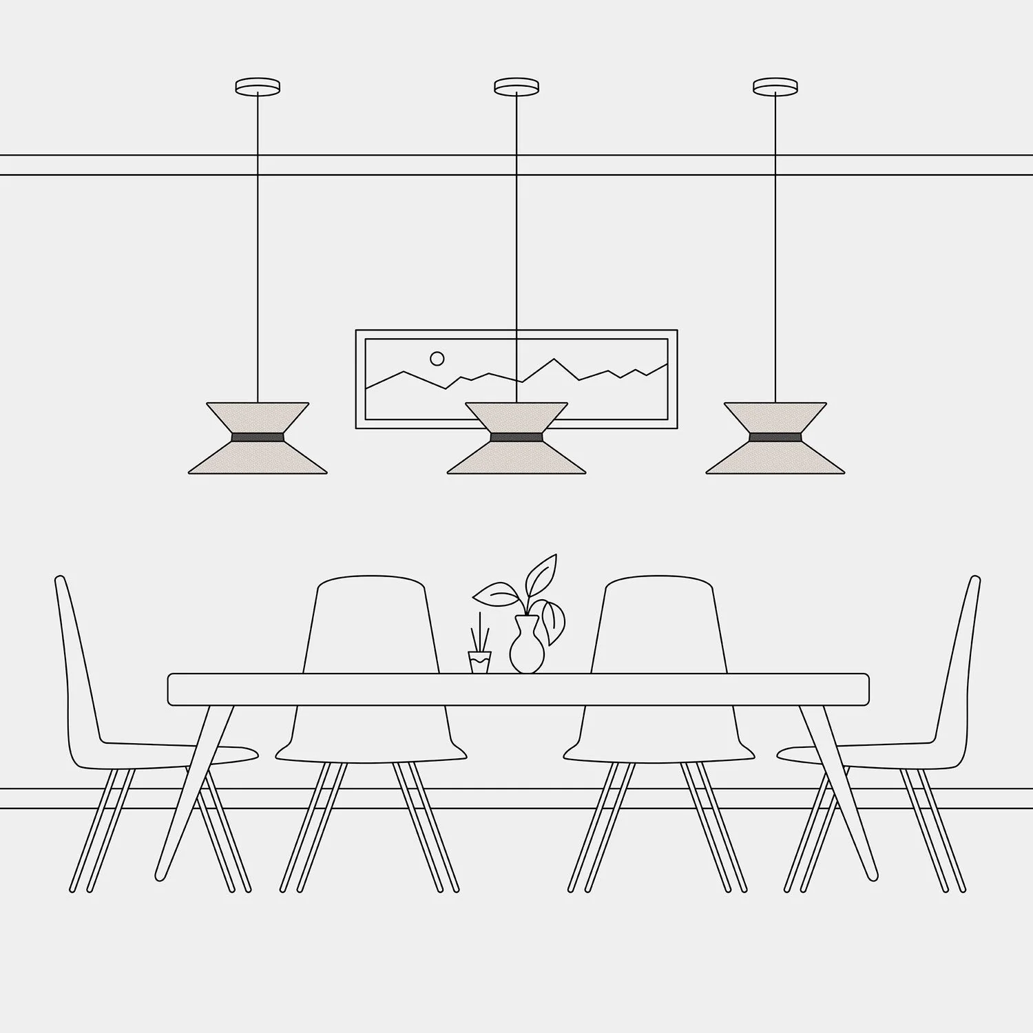 Abat-jour en tissu Sablier pour lampe suspendue - Laine Sable - Image 15