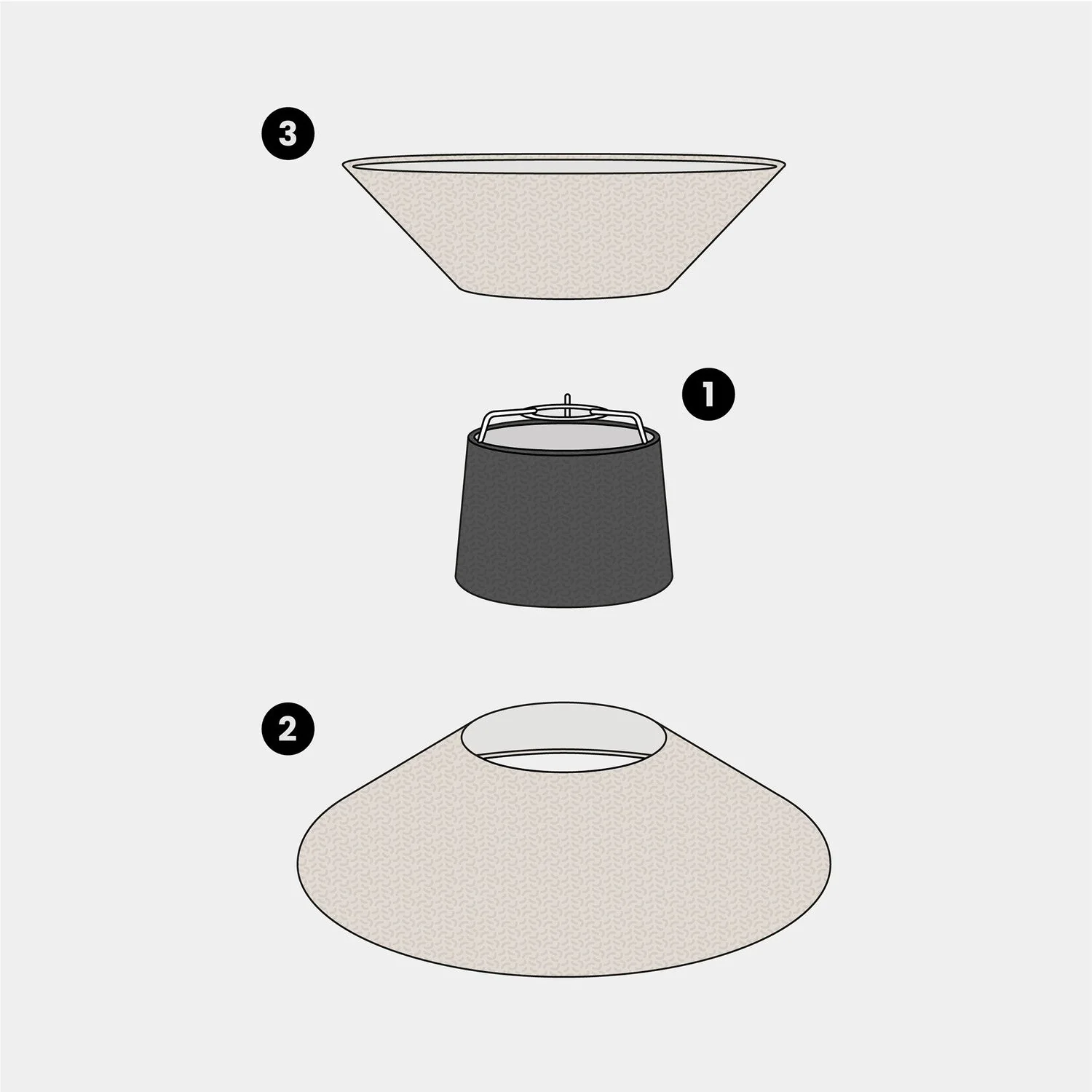Abat-jour en tissu Sablier pour lampe suspendue - Laine Sable - Image 16