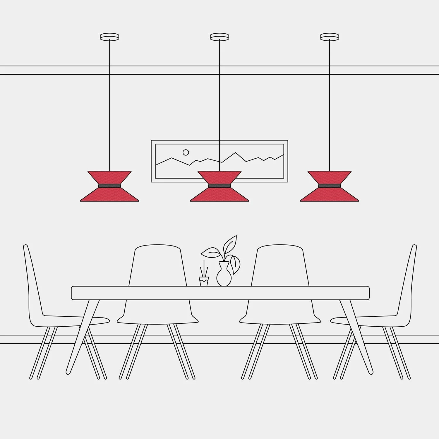 Abat-jour en tissu Clessidra Teletta rouge - Made in Italy - Image 15
